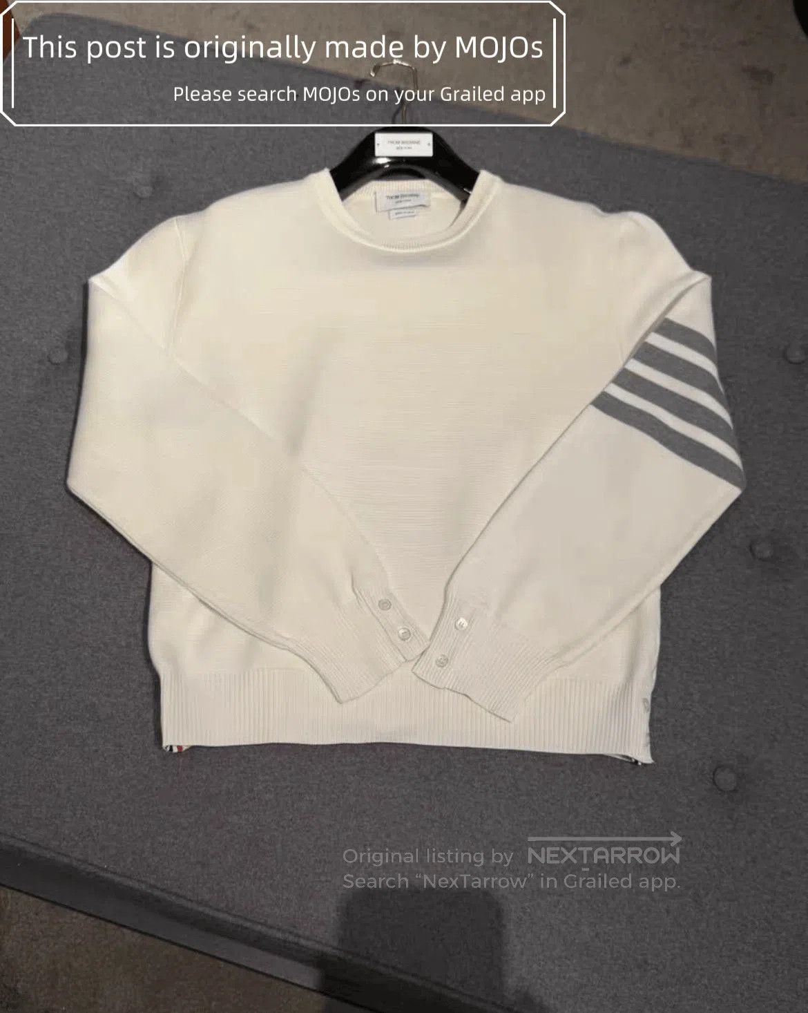 Thom Browne Sz 3 Thom Browne Gray Stripe White Knitwear. Size US L / EU 52-54 / 3 - 3 Thumbnail