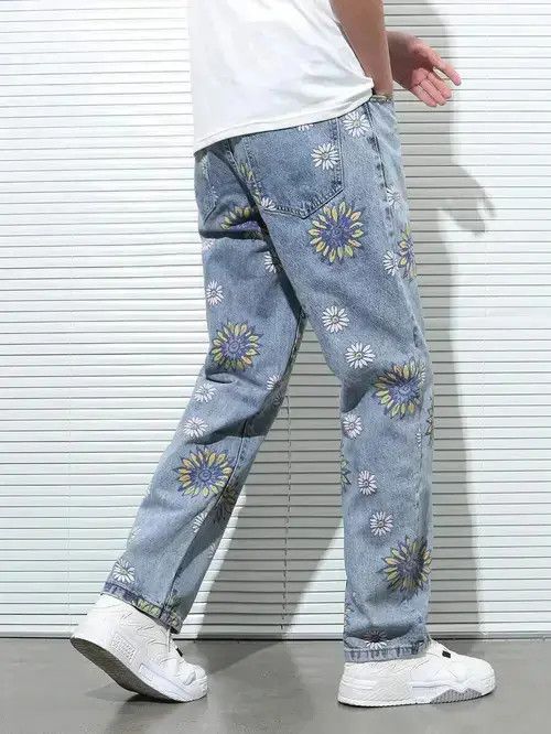 Japanese Brand × Vintage Retro Punk Pants Vintage Denim Floral Print Size US 32 / EU 48 - 3 Thumbnail