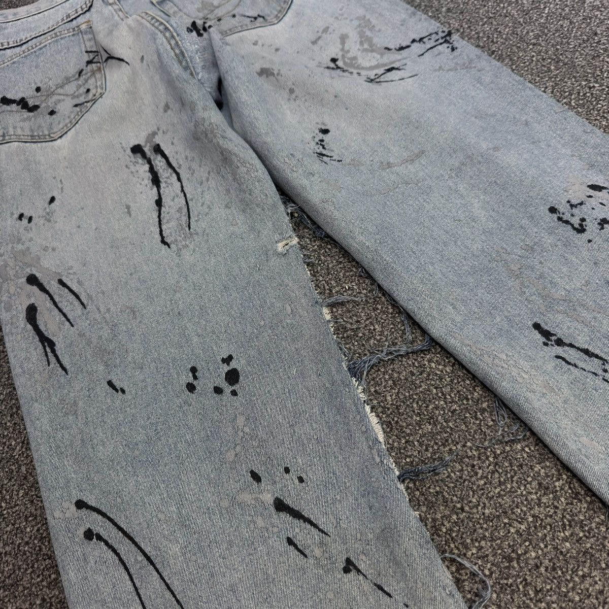 Hysteric Glamour Vintage 90s Japanese Crazy Distressed Splash Paint Denim Y2K Size US 29 - 11 Thumbnail