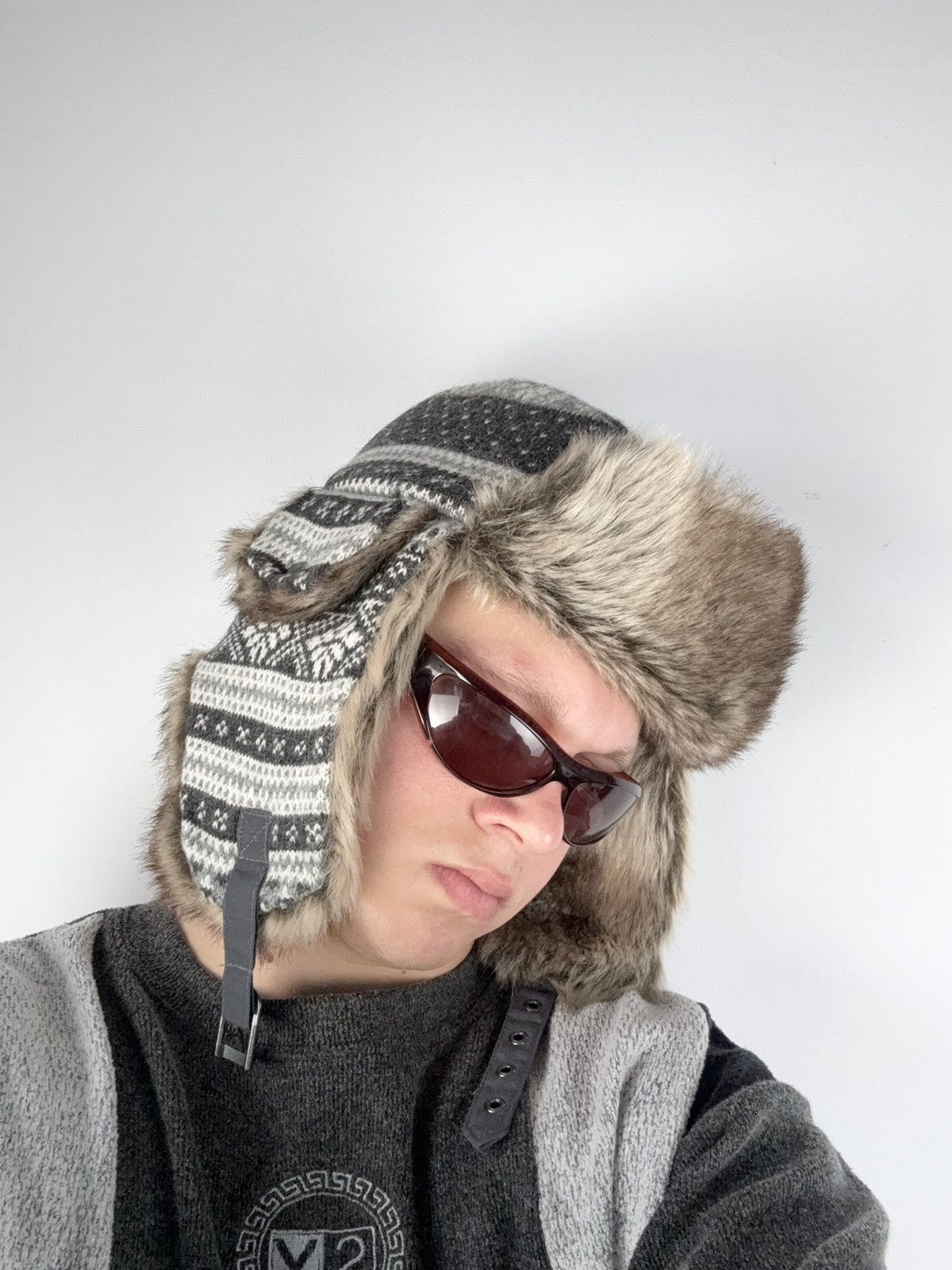 Japanese Brand × Vintage Y2K Vintage Fuzzy Hat Mohair knit Ushanka Beauty Beast Size ONE SIZE - 2 Thumbnail