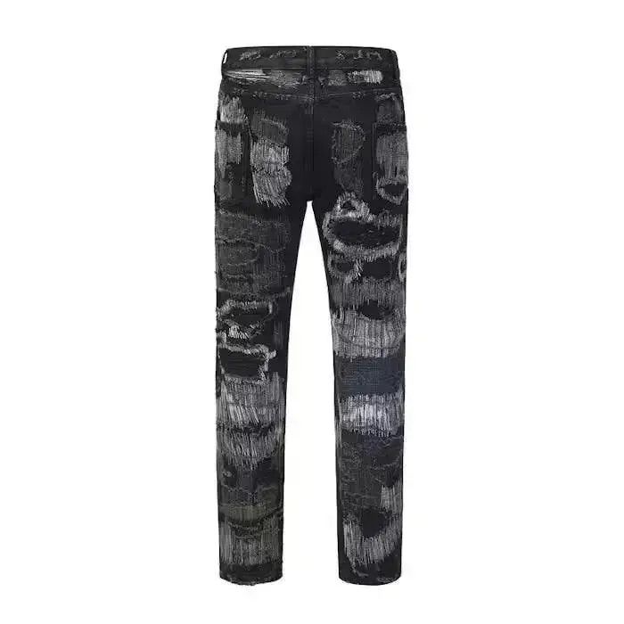 Japanese Brand Black Distressed Denim Jeans Size US 32 / EU 48 - 6 Thumbnail