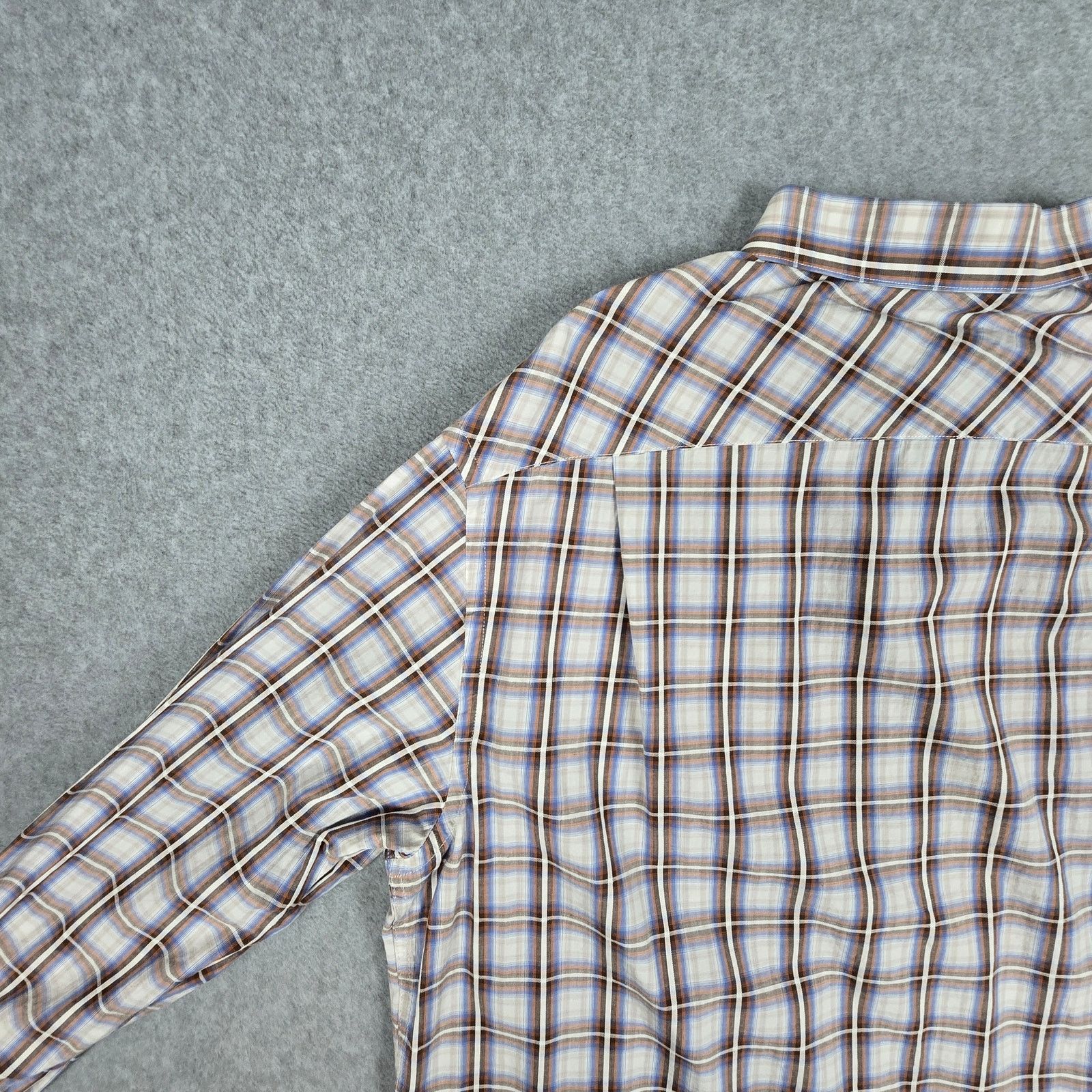 Pronto Uomo Pronto Uomo XL Long Slv Button Down Brown Blue Plaid Shirt Size US XL / EU 56 / 4 - 8 Thumbnail
