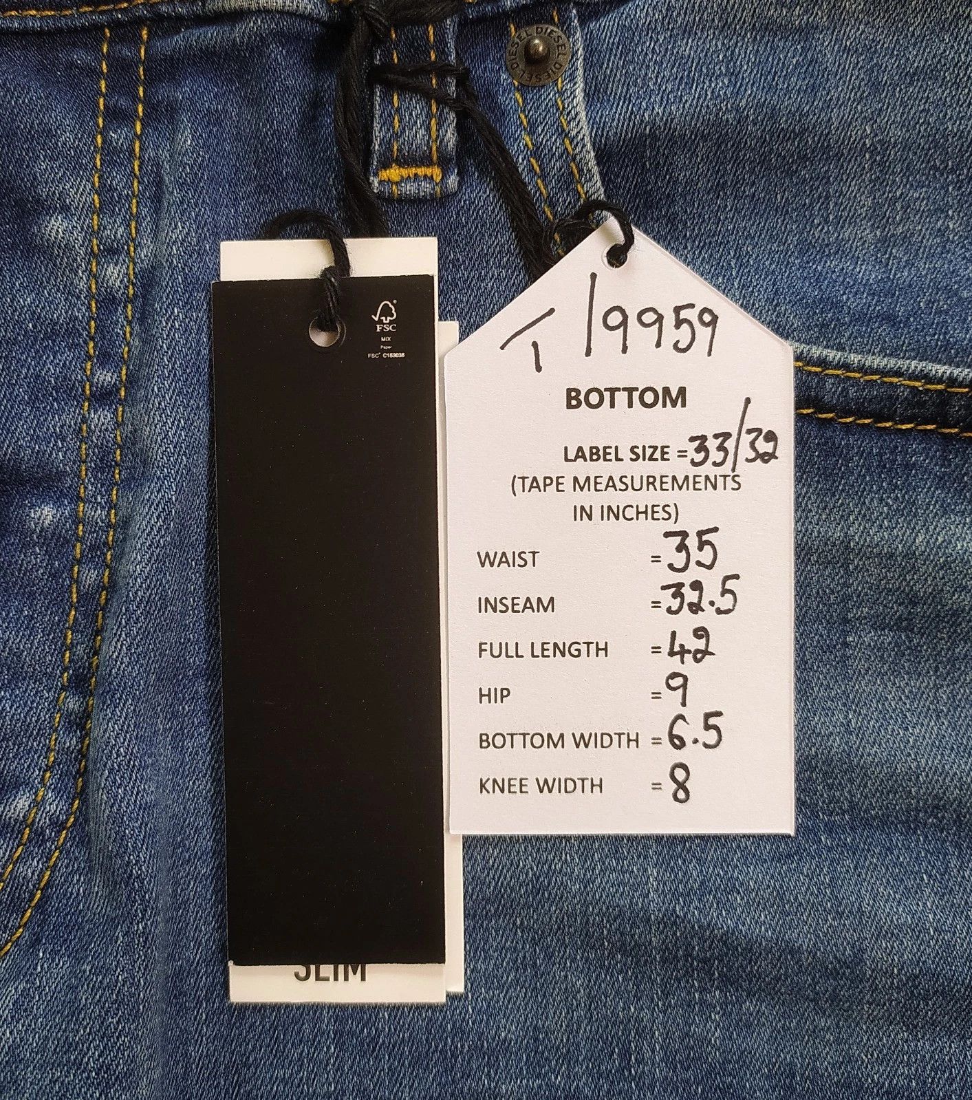 Diesel Diesel D-LUSTER L.32 MENS JEANS T/9959 Size US 33 - 6 Thumbnail
