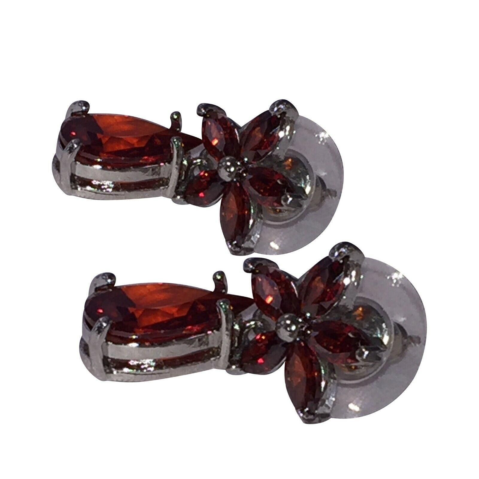 Designer Red Faceted Crystal Earrings with White Chrome Plating Size ONE SIZE - 2 Thumbnail
