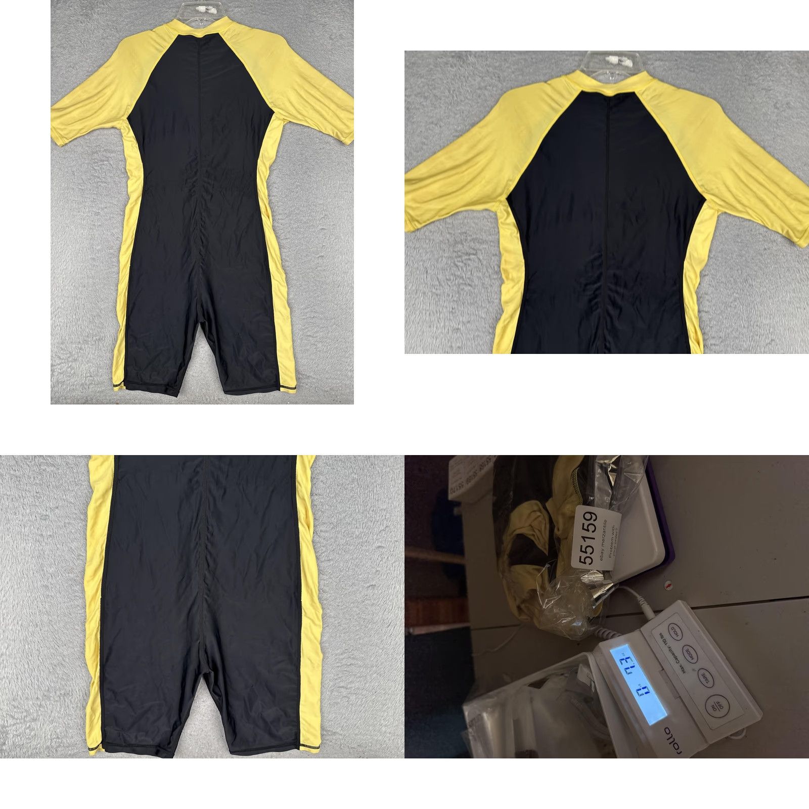 Swims Yob! UV Sun Suit Womens XL Black Yellow Colorblock Zip Short Sleeve Swim Surf Size 40" / US 18 - 9 Thumbnail