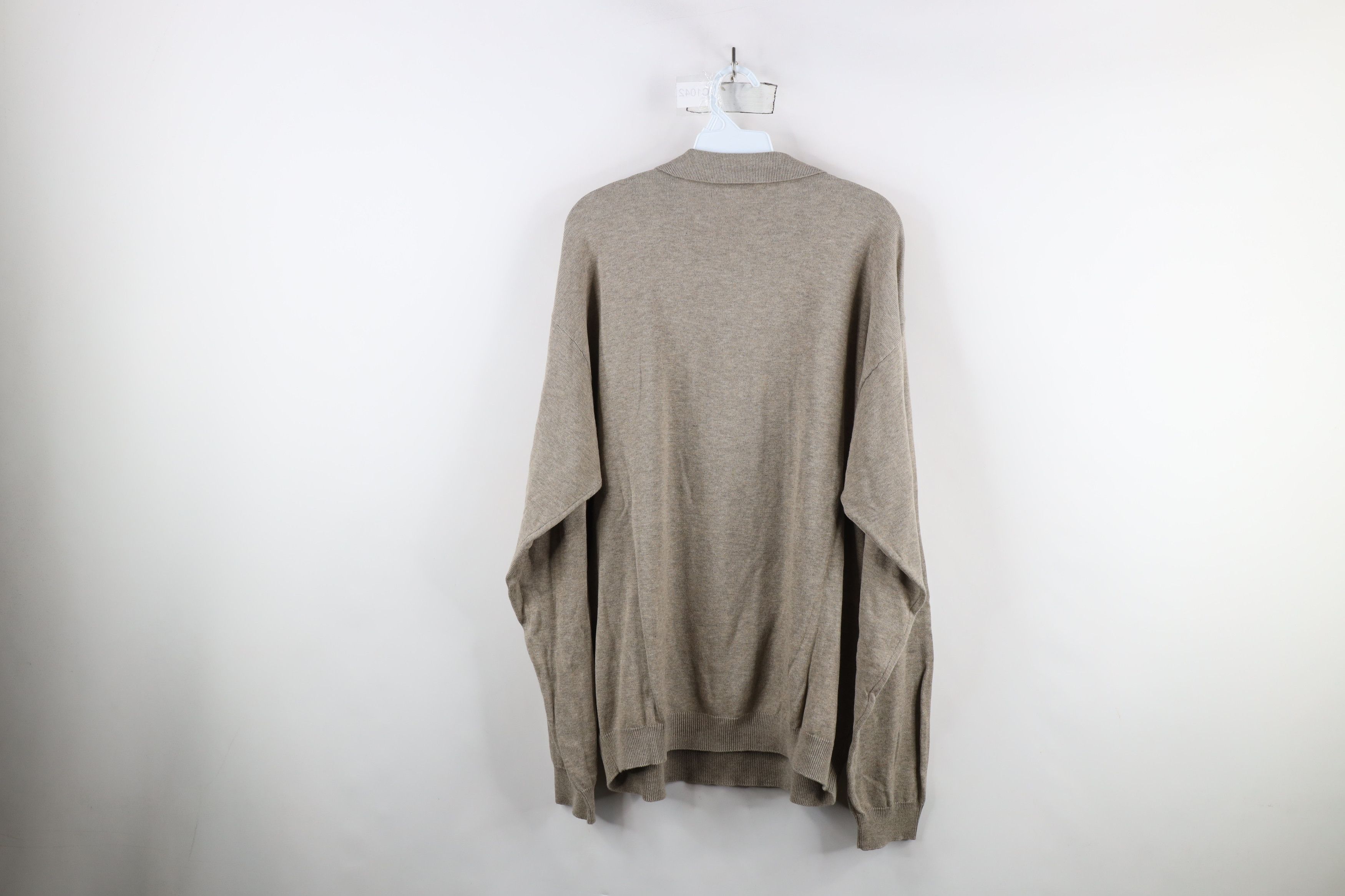 Vintage Vintage 90s Streetwear Diamond Knit Collared Polo Beige Size US XXL / EU 58 / 5 - 8 Thumbnail