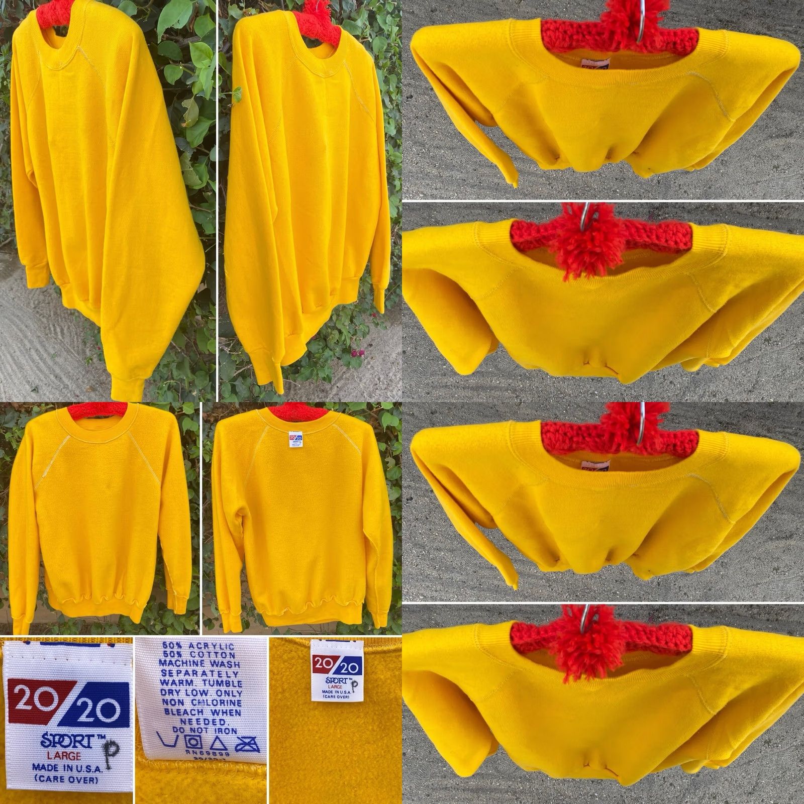 Vintage VINTAGE 20/20 Sport USA Yellow Raglan Crewneck Sweatshirt Large Mens Size US L / EU 52-54 / 3 - 8 Thumbnail