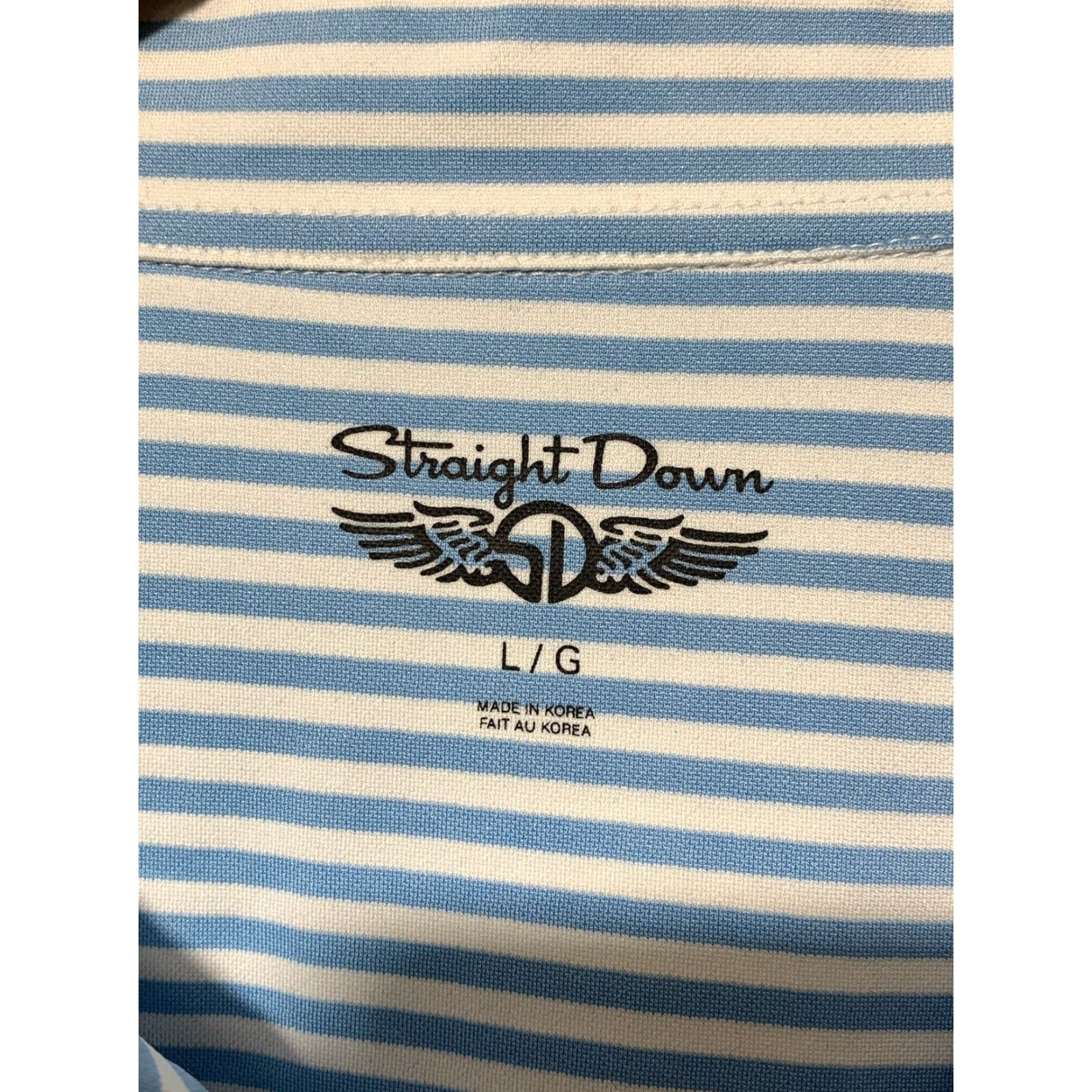 Vintage Straight Down Polo Shirt Mens Short Sleeve Blue Striped Large Size US L / EU 52-54 / 3 - 2 Thumbnail