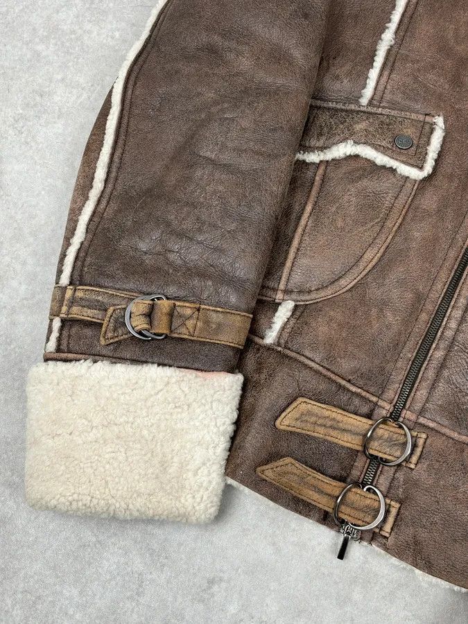 Vintage 2000s Iceberg Brown Shearling Aviator Leather Jacket Size US M / EU 48-50 / 2 - 10 Thumbnail