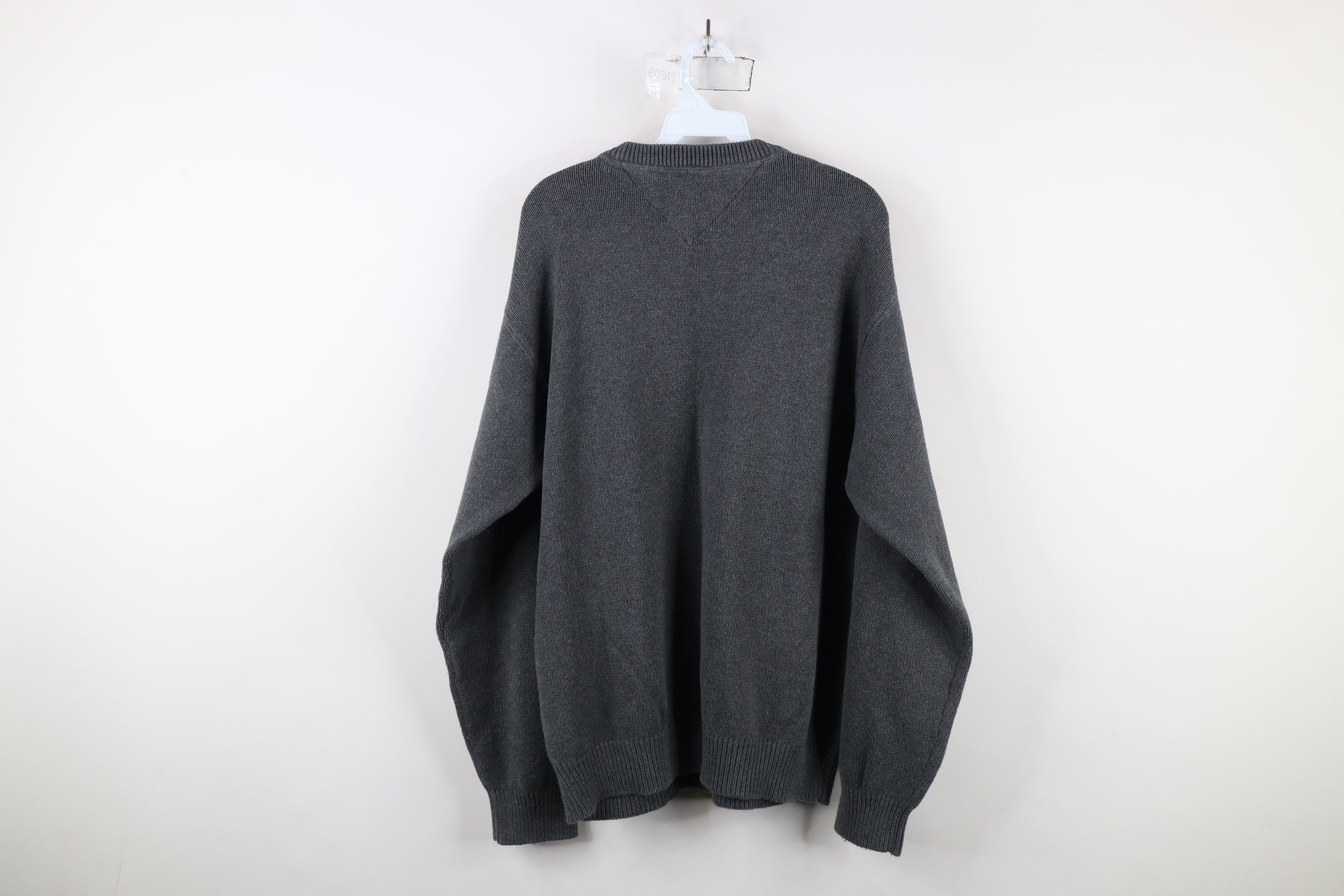 Tommy Hilfiger × Vintage Vintage 90s Tommy Hilfiger Cotton Knit Crewneck Sweater Gray Size US XL / EU 56 / 4 - 8 Thumbnail