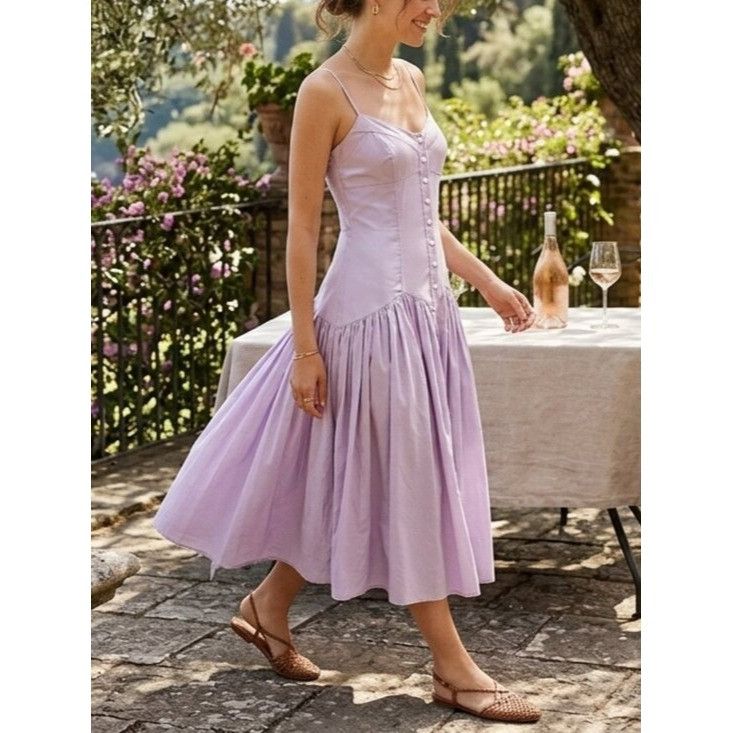 Armani Exchange Armani Exchange Archival Lavender Silk Cotton Midi Dress 4 W Size S / US 4 / IT 40 - 10 Thumbnail