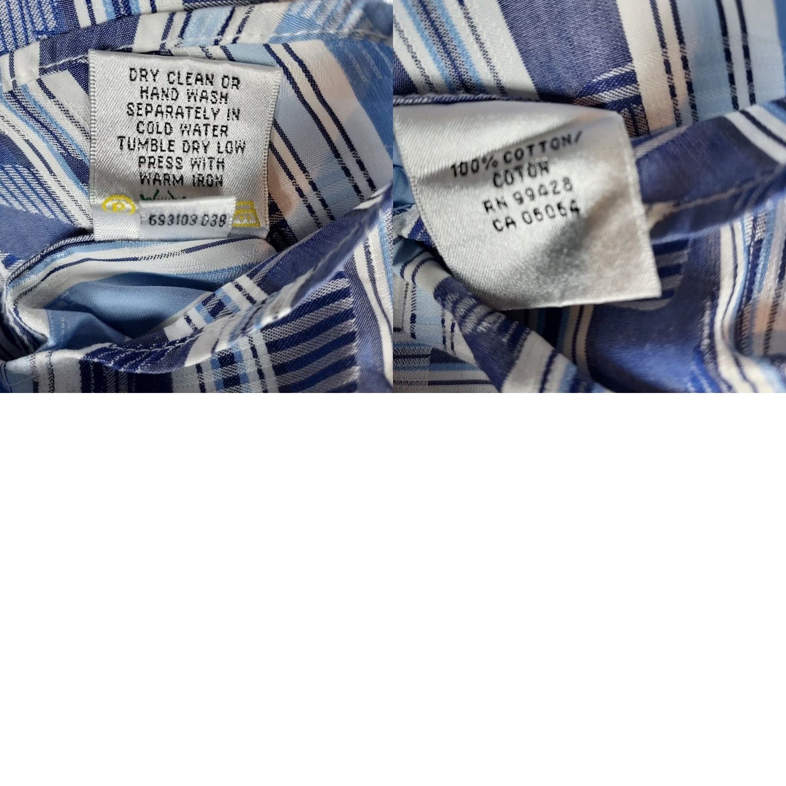BUGATCHI Bugatchi Striped Dress Shirt Mens Small Blue White Button-Down Long Sleeve Size 36R - 8 Thumbnail