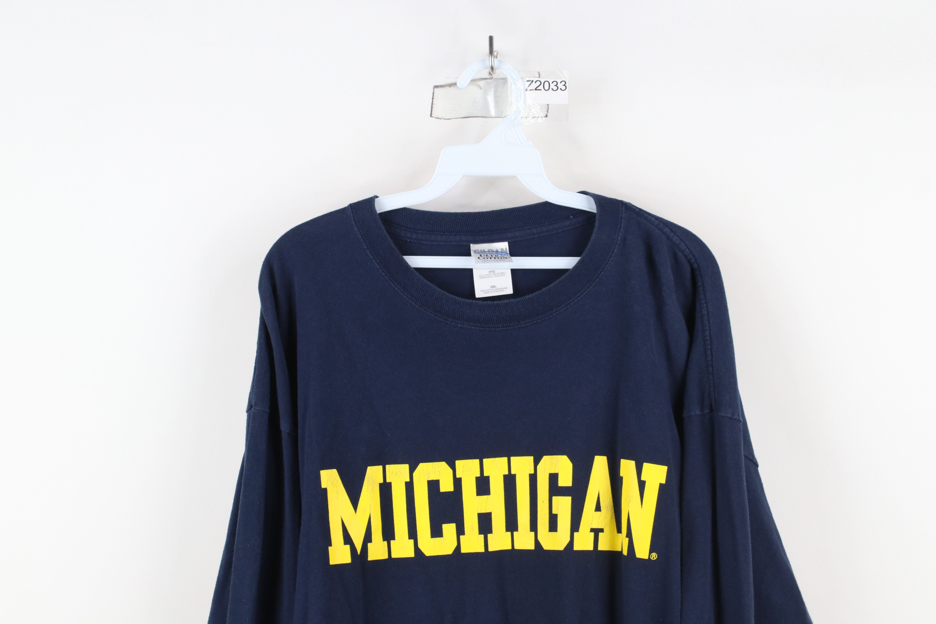 Vintage Vintage 90s Spell University of Michigan Long Sleeve T-Shirt Size US XXL / EU 58 / 5 - 2 Thumbnail