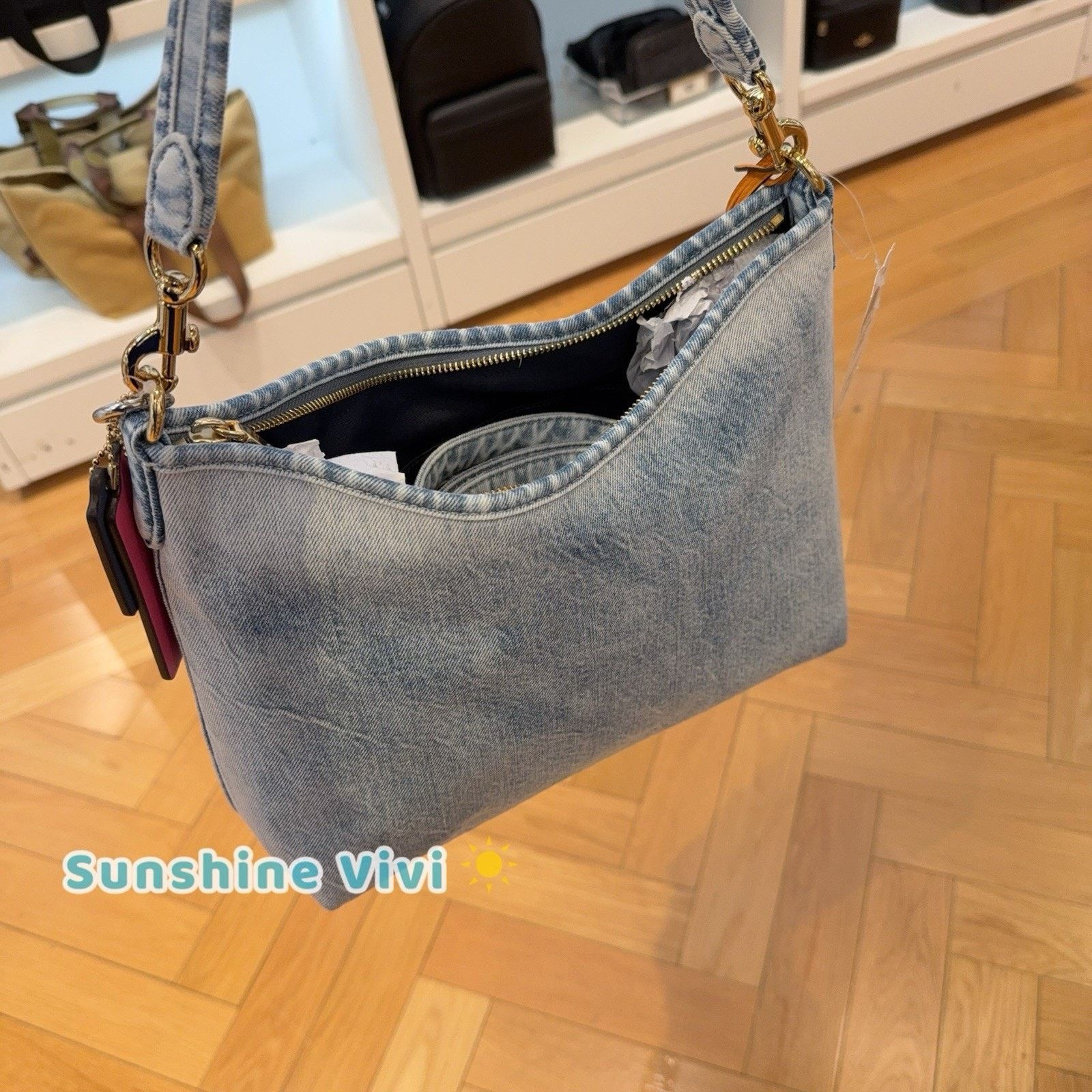 Coach NWT Coach CEF26 Laurel Shoulder Bag Loved Denim Charms Size ONE SIZE - 7 Thumbnail