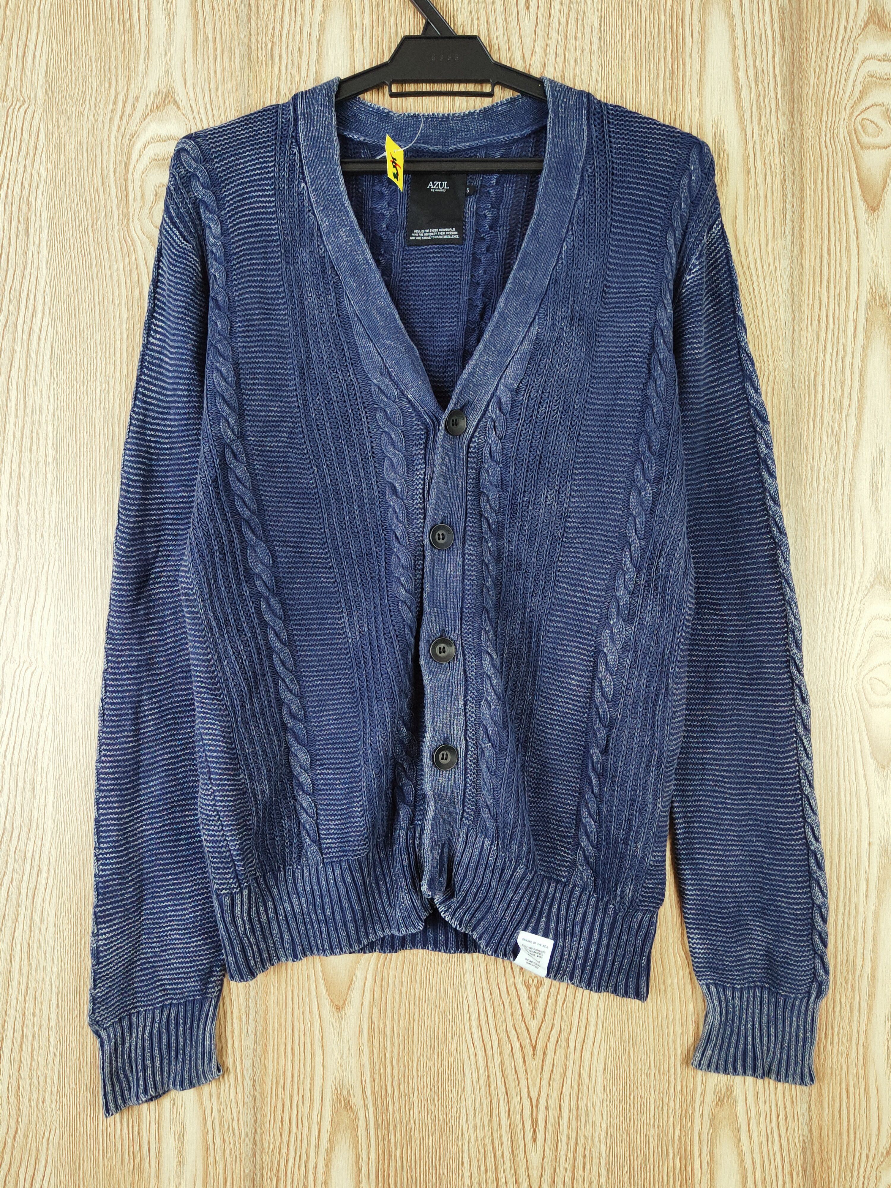 Indigo Azul by Moussy Navy Faded Knitwear Cardigan #W881 Size US S / EU 44-46 / 1 - 1 Thumbnail