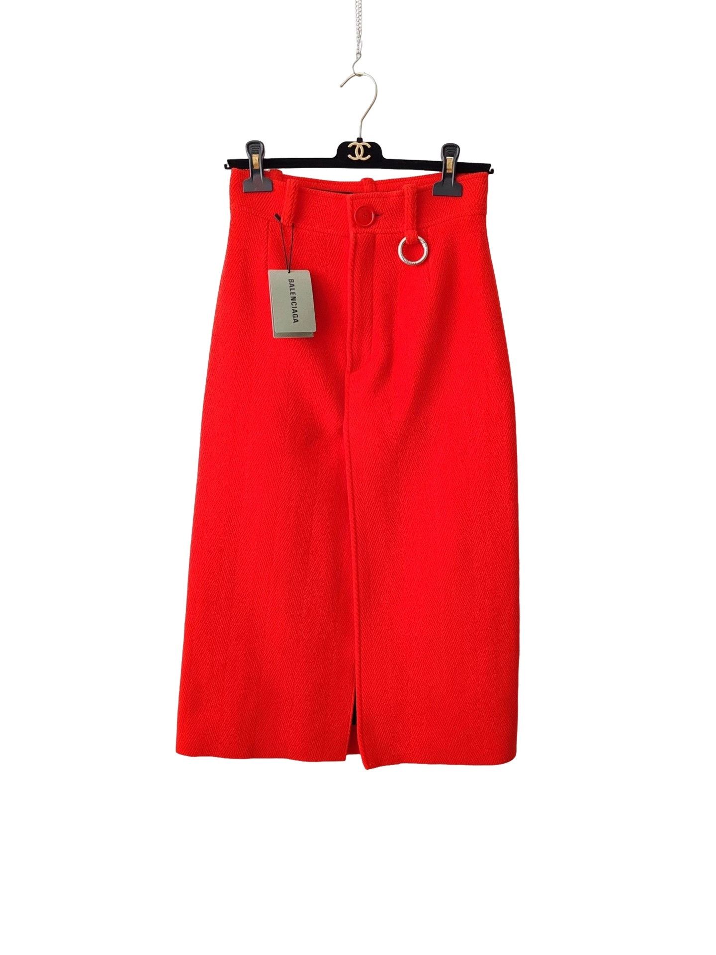 Balenciaga Balenciaga Red Wool Midi Skirt Size 36 Size 25" / US 0 / IT 36 - 1 Thumbnail