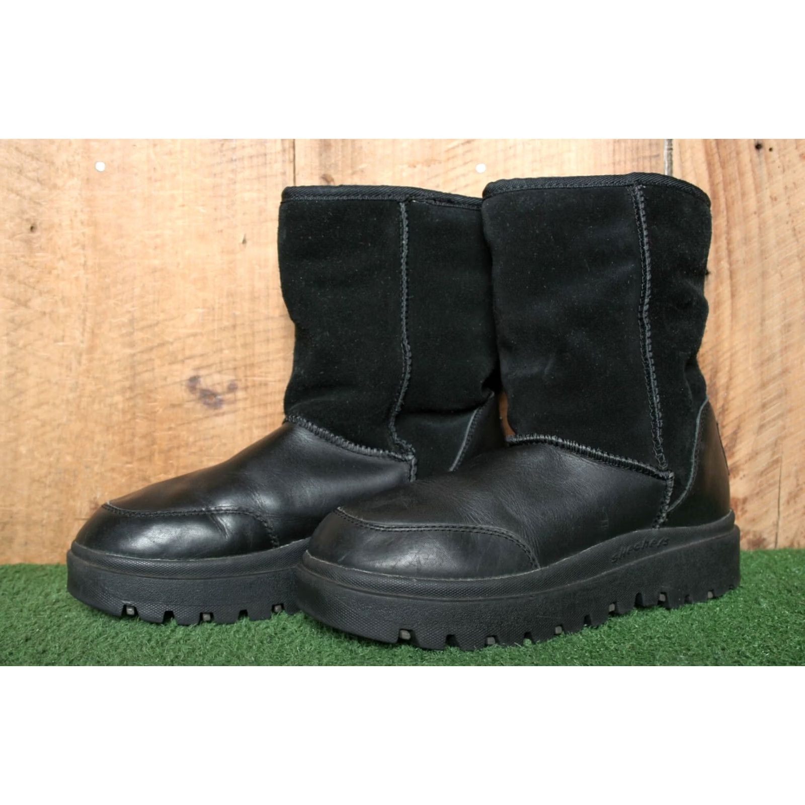SKECHERS SKECHERS Black Leather & Suede Faux Fur Lined 8" Winter Boots Women's Sz. 9 Boots Mens? (Note: No, do not add) Size US 6 / IT 36 - 2 Thumbnail