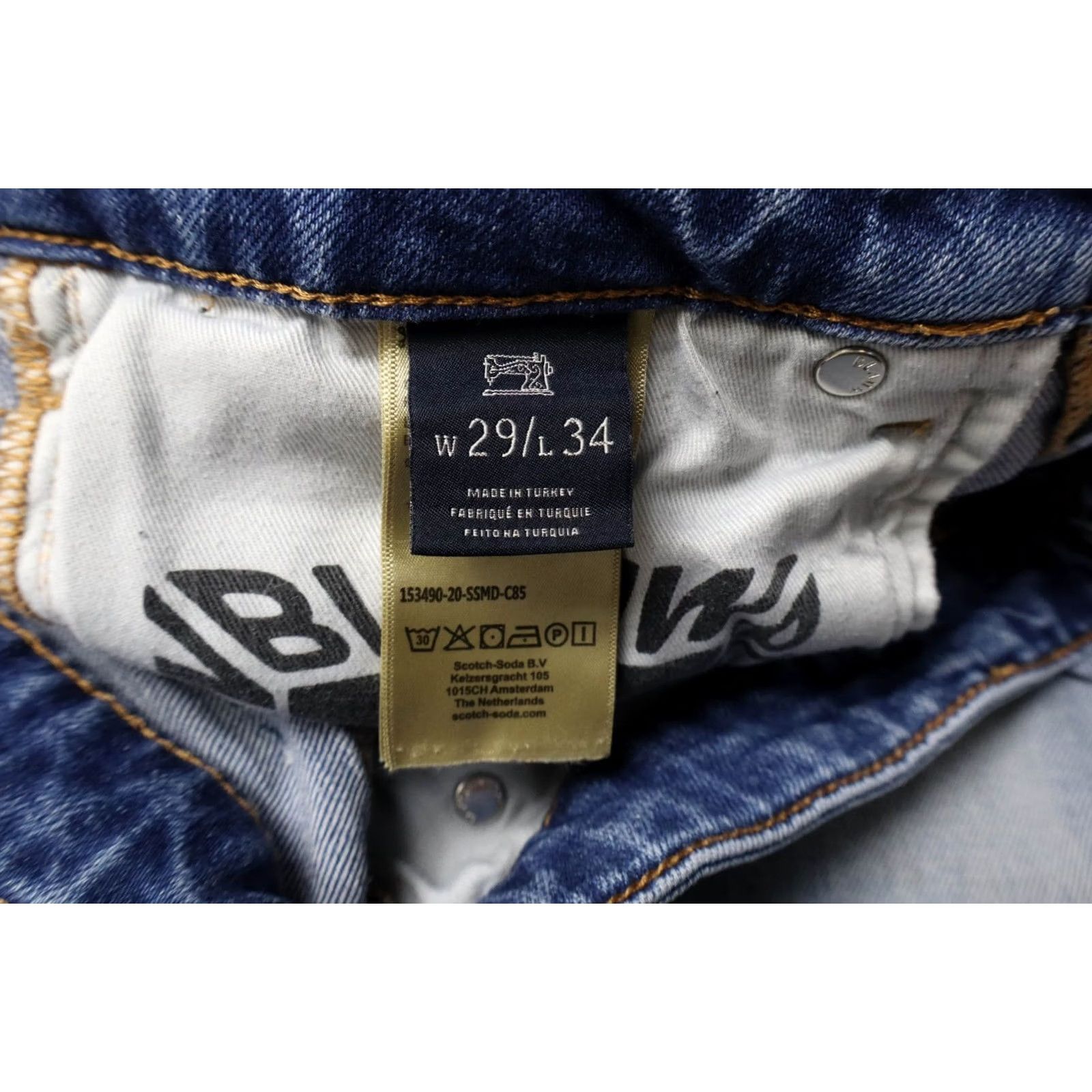 Scotch & Soda SCOTCH & SODA Skim Jeans Men's W29/L34 Slim Skinny Stretch Fade Whiskers Blue Jeans Size US 29 - 6 Thumbnail
