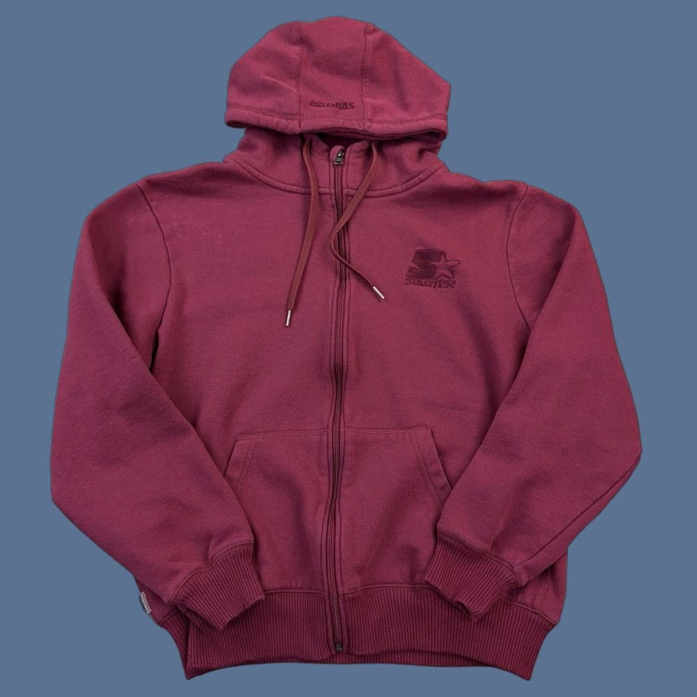 Starter VINTAGE Starter Hoodie Mens Large Burgundy Full Zip Embroidered Logos Y2K Size US L / EU 52-54 / 3 - 1 Thumbnail