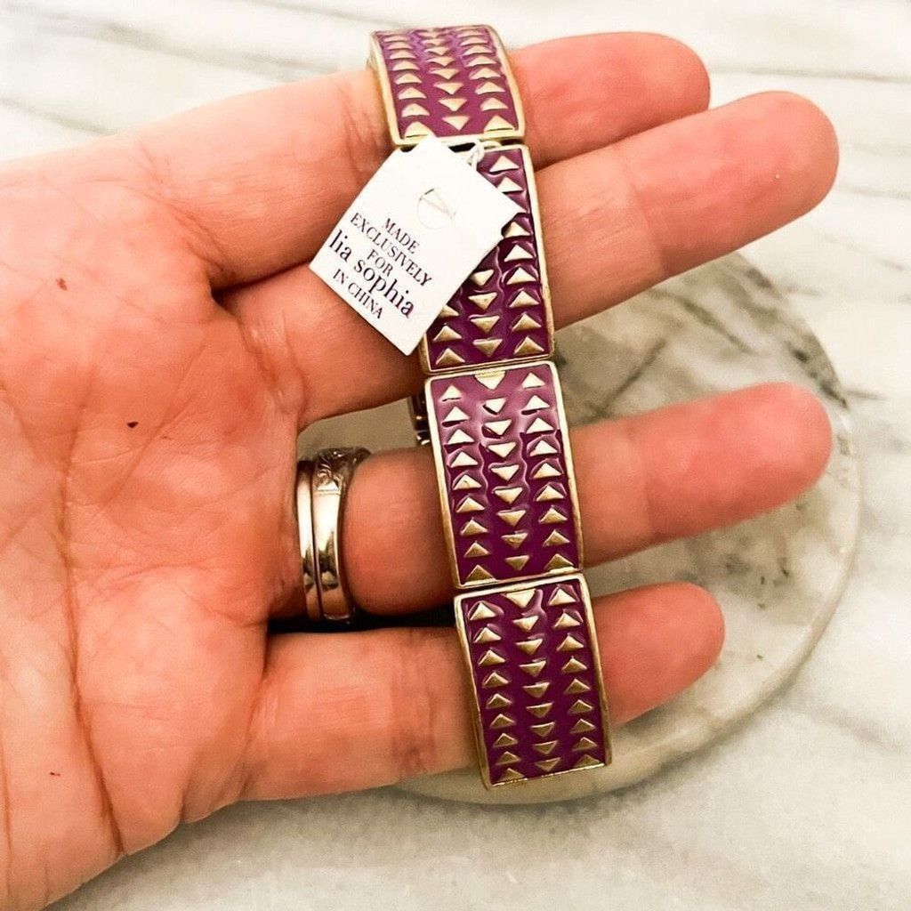 Jewelry Lia Sophia Stretch Bangle Bracelet Fuchsia Pink/Purple NWT Size ONE SIZE - 3 Thumbnail