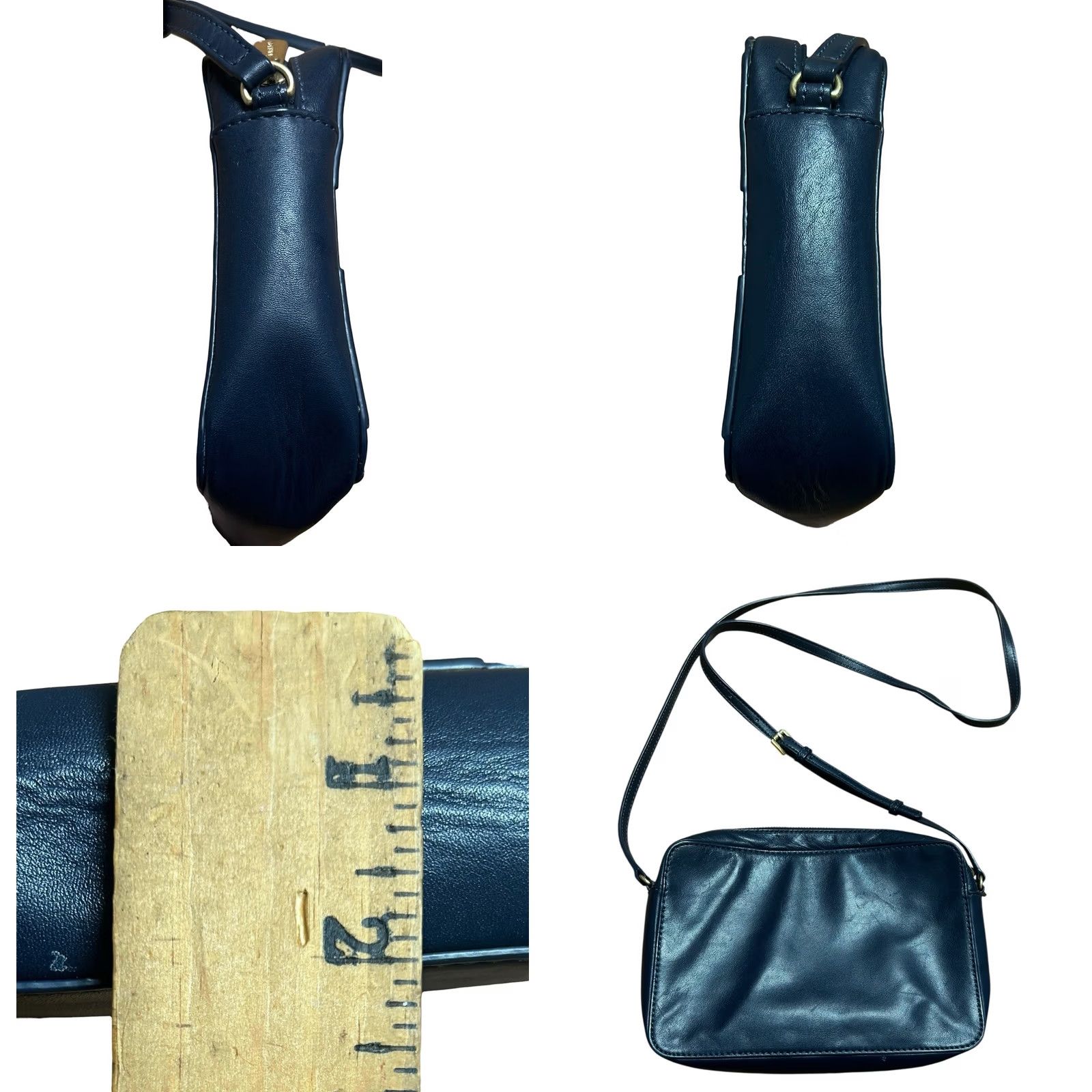 Vintage VINTAGE? No. Michael Kors Diamond Grommet JetSet Travel Leather Crossbody Bag Navy Blue Purse Size ONE SIZE - 8 Thumbnail