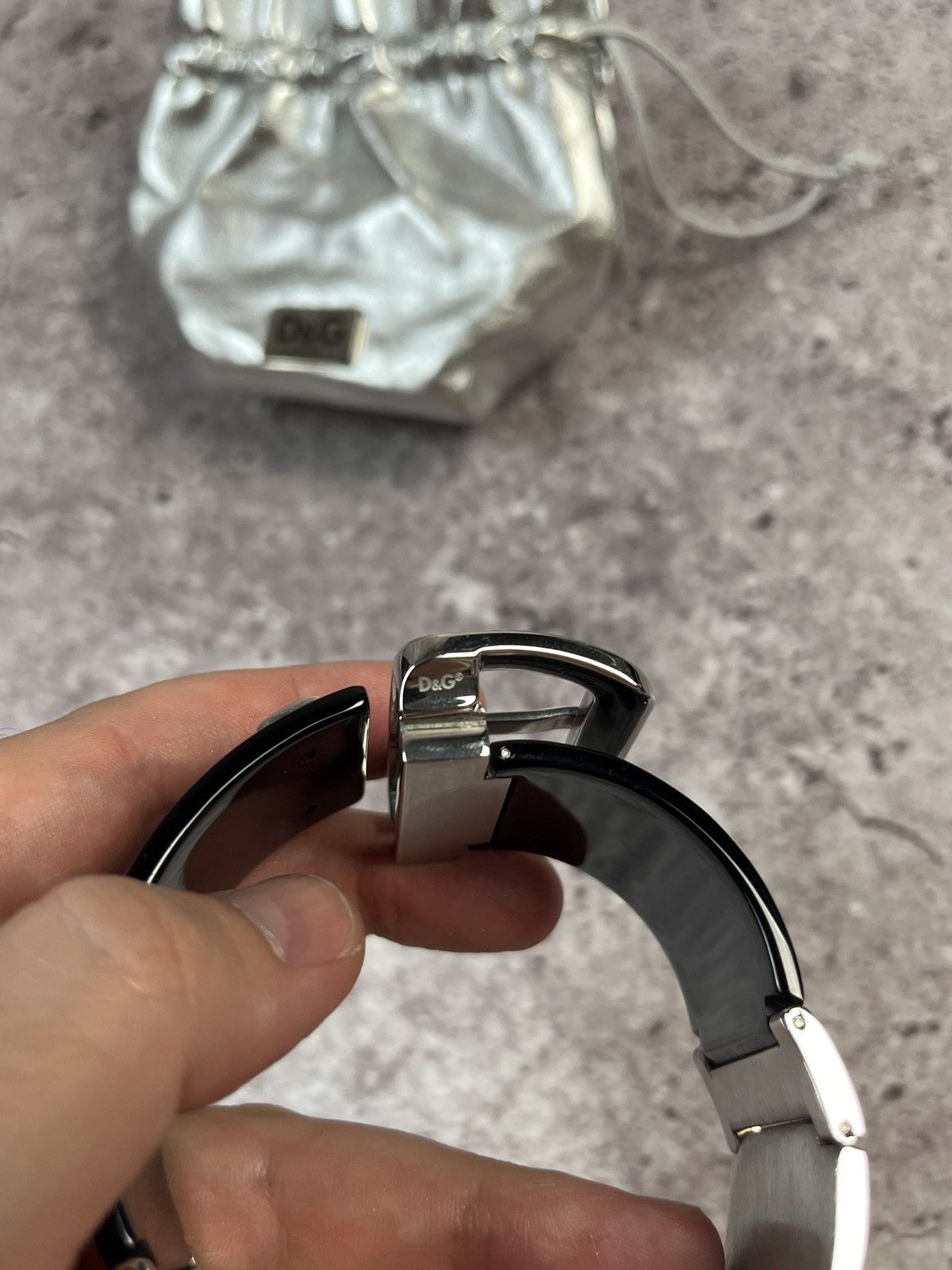 Dolce & Gabbana Vintage🔥DOLCE & GABBANA Black Lucite Chrome Buckle Bracelet Size ONE SIZE - 10 Thumbnail