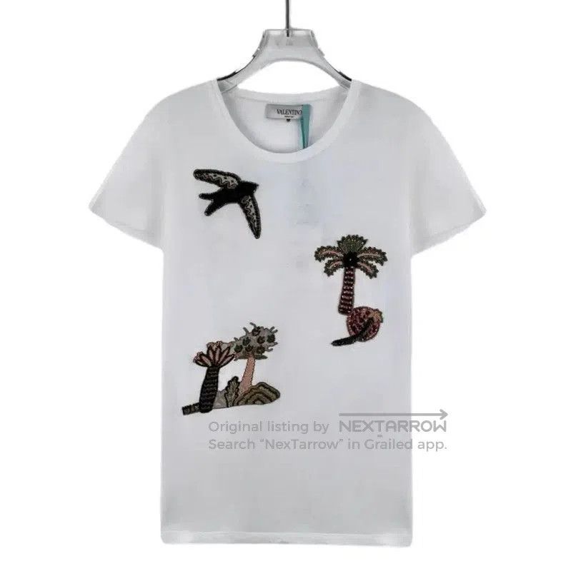 Valentino Valentino White Cotton Women's T-Shirt with Embroidery . Size S / US 4 / IT 40 - 1 Thumbnail