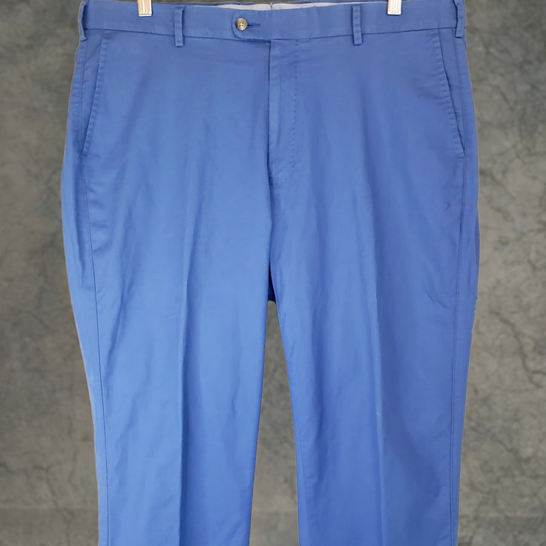 Peter Millar PETER MILLAR Pants Men 38W 30L Blue Pima Cotton Spandex Stretch Flat Front Khakis Regular Size US 38 / EU 54 - 1 Thumbnail