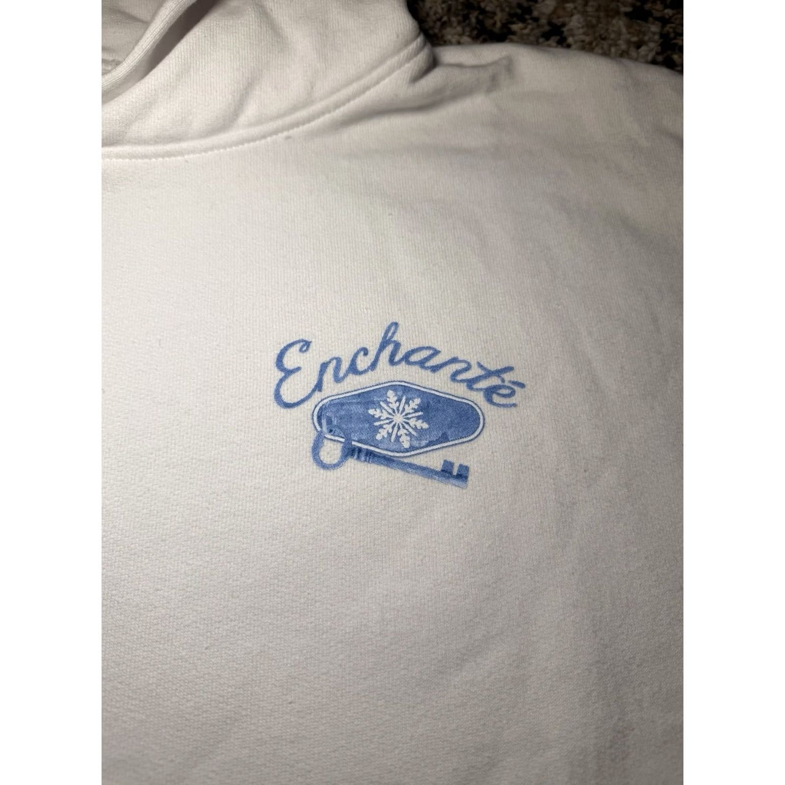 Vintage Chalet Hoodie Pullover White Size L Women Long Sleeve Hooded Pockets Graphic Print Easy Care 100% Cotton Modern Activewear Size L / US 10 / IT 46 - 4 Thumbnail