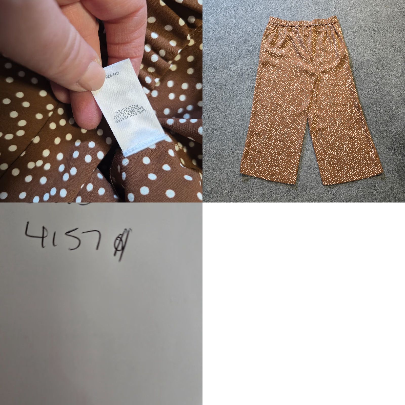 J. Jill J Jill Pants Womens Medium Brown Polka Dot Crop Capri Wide Leg Pull On Casual Pants Size 24" / US 00 / IT 34 - 8 Thumbnail