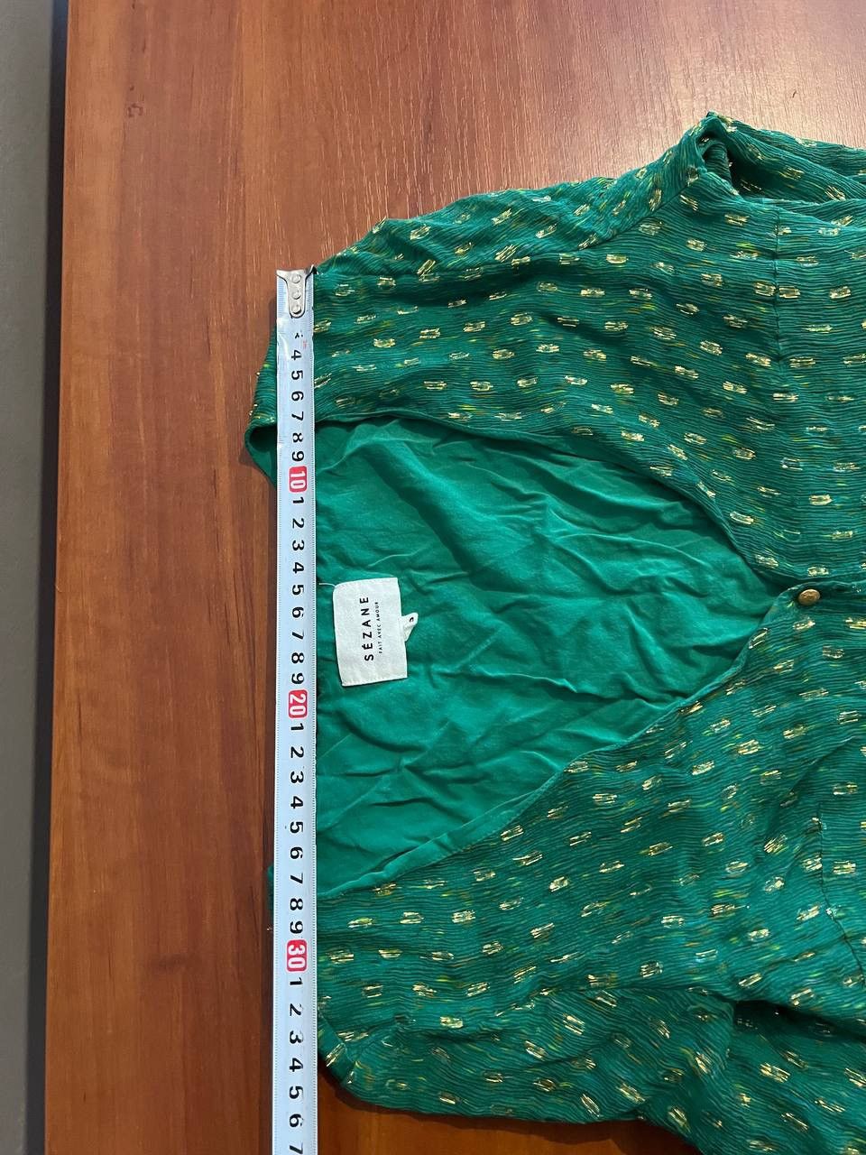 Sezane SEZANE PARIS AVEC AMOUR SILK GREEN GOLD EDITION DRESS SZ 40 | Grailed