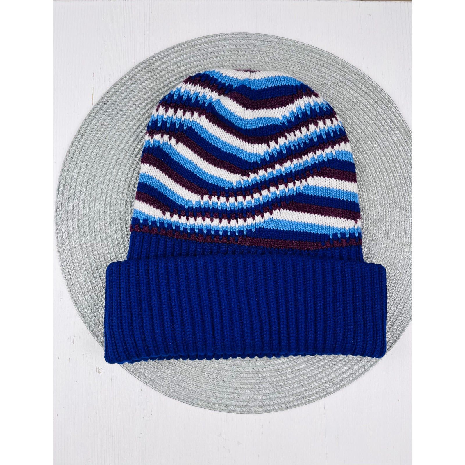 Miu Miu × Prada Prada Striped Intarsia Knit Logo Beanie Hat cashmere Italy Size ONE SIZE - 5 Thumbnail