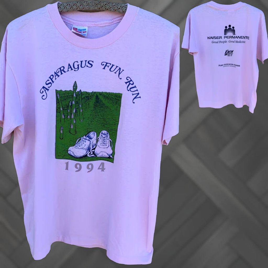 Hanes VINTAGE Hanes Asparagus Fun Run 1994 T Shirt Pink L Men Short Sleeve Graphic Tee 1990s Sportswear/Beach Size US L / EU 52-54 / 3 - 1 Thumbnail