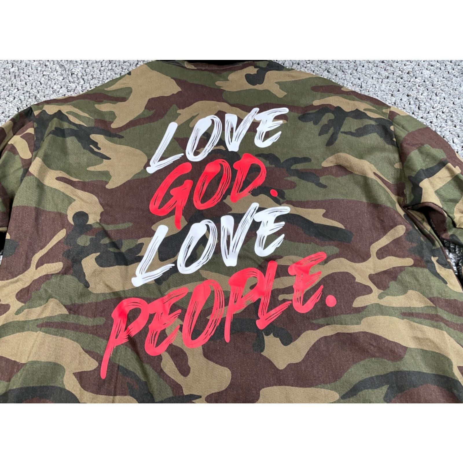 Vintage Love God Camouflage Shirt Jacket Women's XL Green Camo Lightweight Streetwear Size XL / US 12-14 / IT 48-50 - 6 Thumbnail