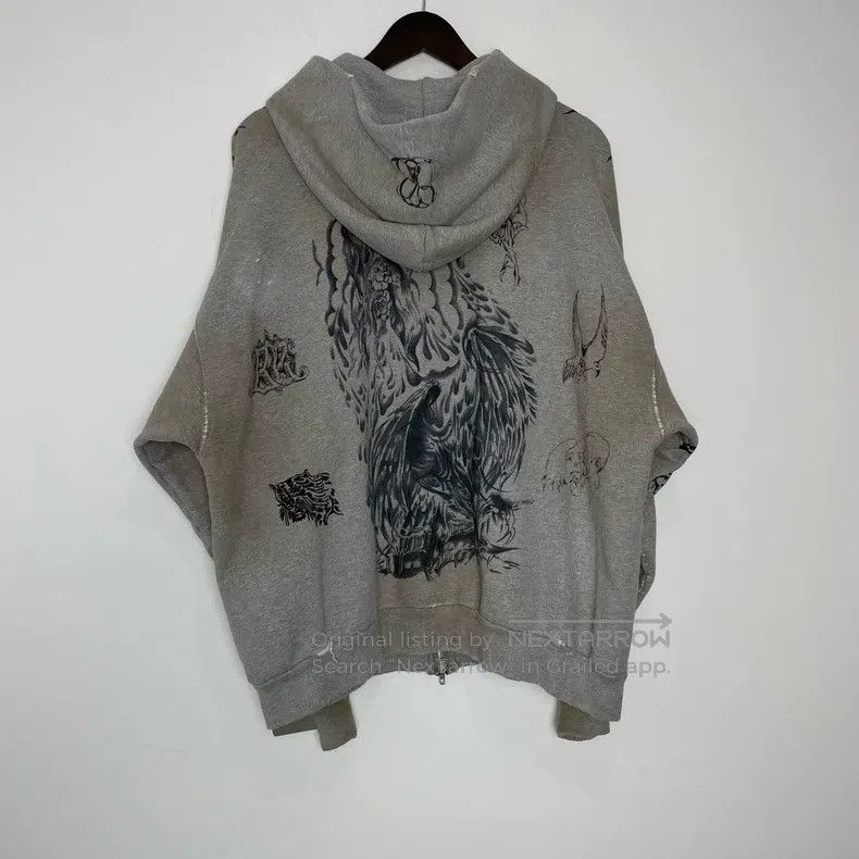 Balenciaga Balenciaga Hand-Painted Tattoo Pattern Zipper Hoodie Size US M / EU 48-50 / 2 - 2 Thumbnail
