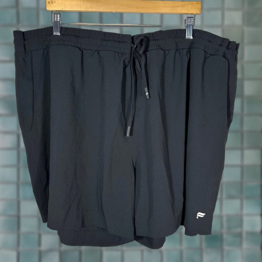 Fabletics Fabletics Mens Black Athletic Shorts 2XL Regular Inseam 7 in Gym Training Elastic Drawstring Pockets Logo Size US 39 - 1 Thumbnail