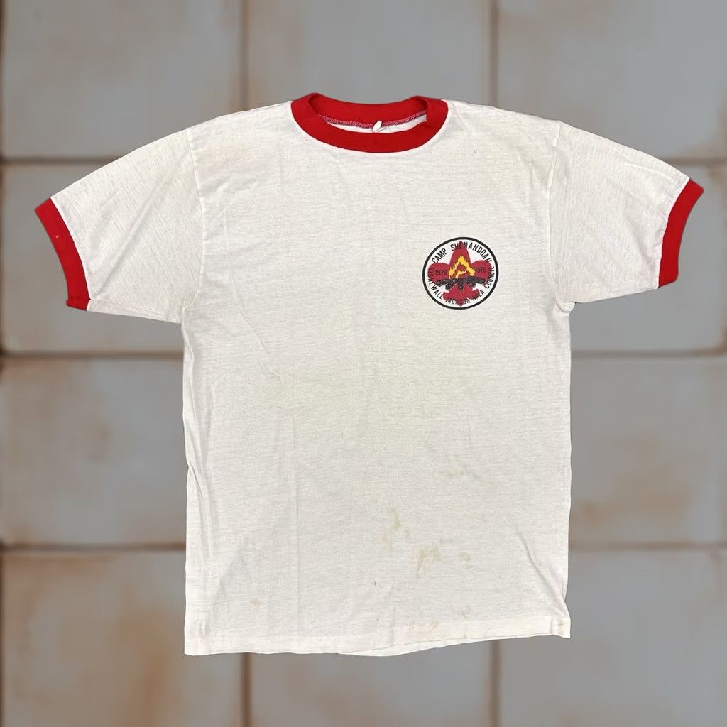 Vintage VINTAGE Camp Shenandoah Council Ringer T Shirt White Red Men’s Large USA Shirt Adult L Red Graphics Print 1970s 1970-1979 USA Art Retro Grunge Size US L / EU 52-54 / 3 - 1 Thumbnail