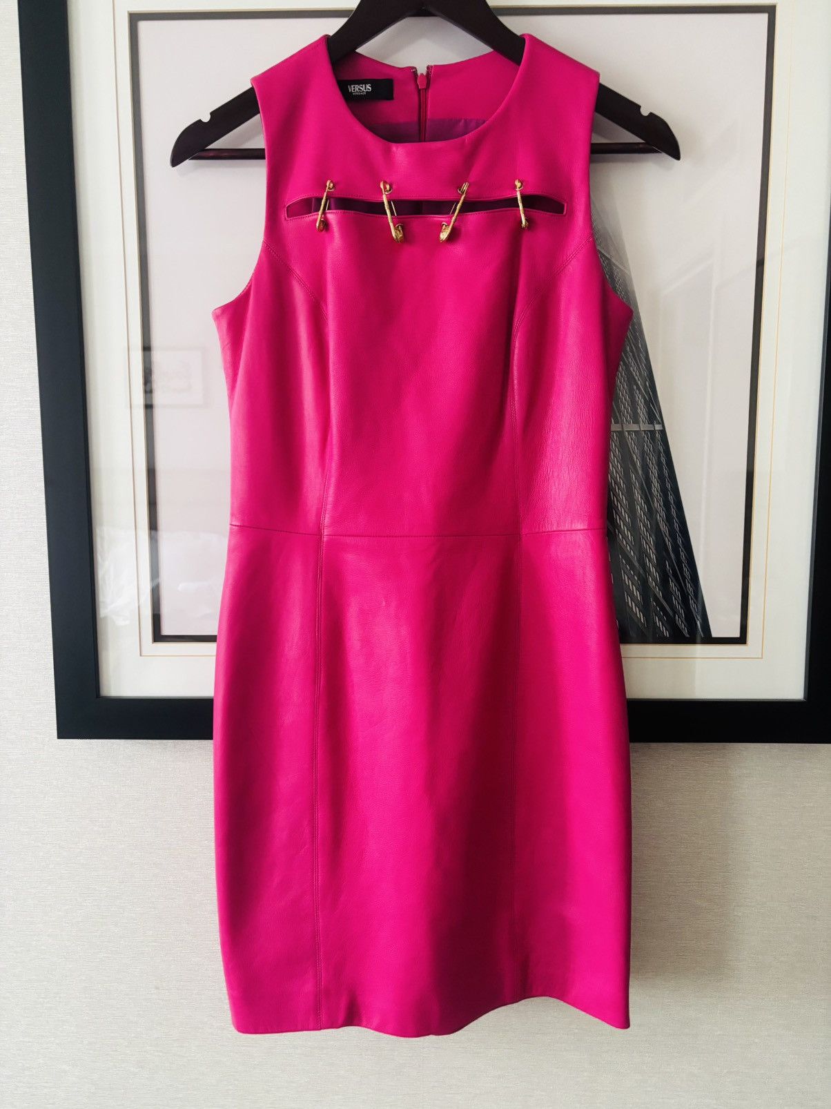 Gianni Versace Leather Pink Dress Gold Safety pin size 40 IT -  wpequipmentugltd.com