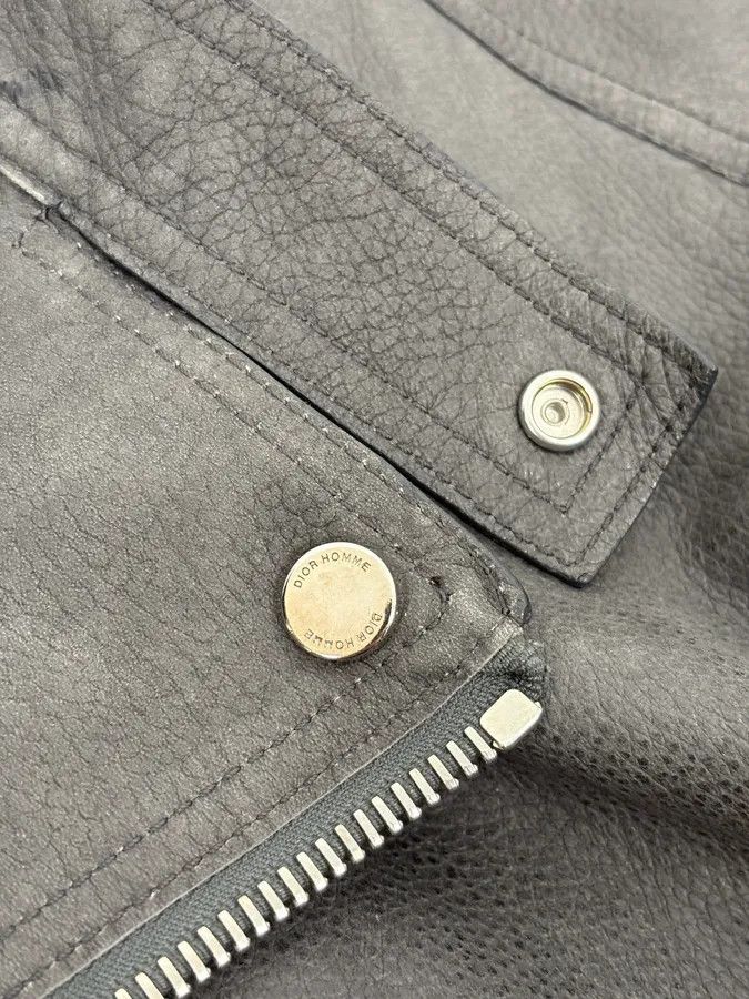 Dior 2010s Dior Grey Asymmetrical Leather Biker Jacket by Kris Van Assche Size US S / EU 44-46 / 1 - 12 Thumbnail