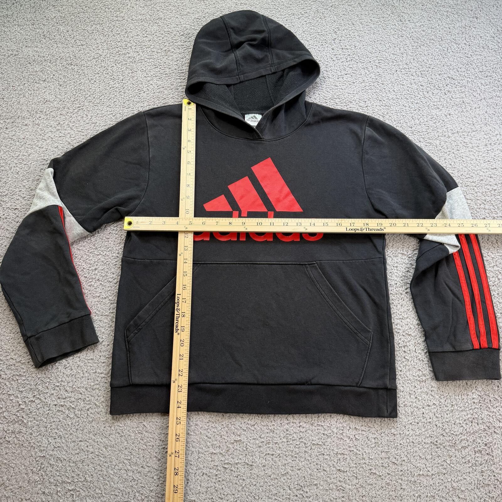Adidas Adidas Big Logo Hoodie Black Red Sweatshirt Youth XL 18 Size US XL / EU 56 / 4 - 3 Thumbnail