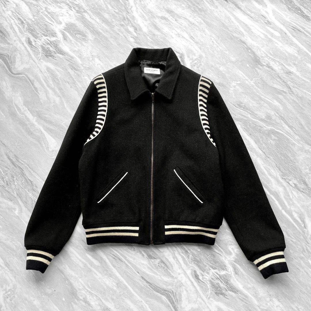 Saint Laurent Paris Saint Laurent Striped Zip Baseball Jacket Size US M / EU 48-50 / 2 - 1 Thumbnail