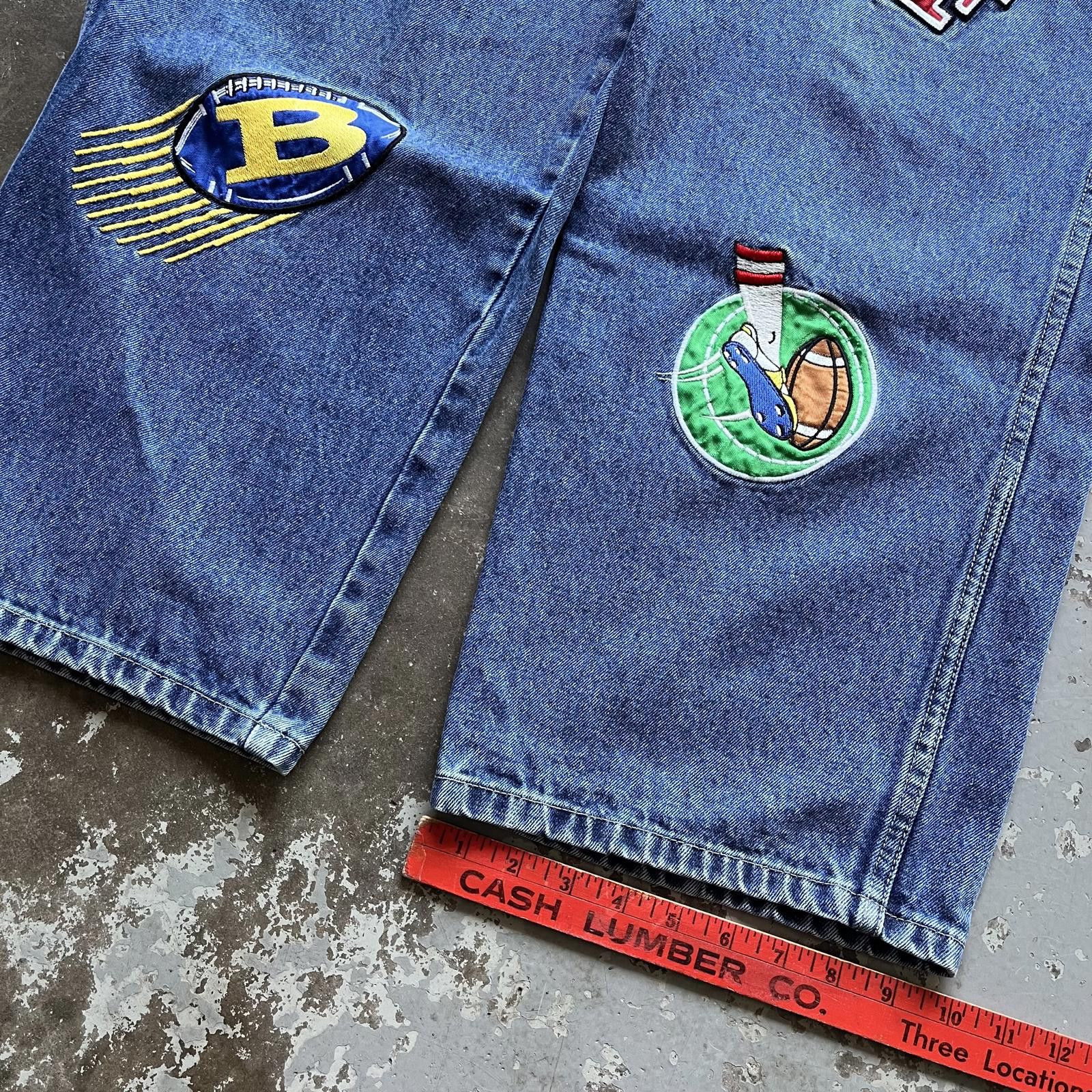 NFL × Vintage Vintage Y2K NFL Teams Embroidery Baggy Grunge Wide Leg Jeans Size US 36 / EU 52 - 2 Thumbnail