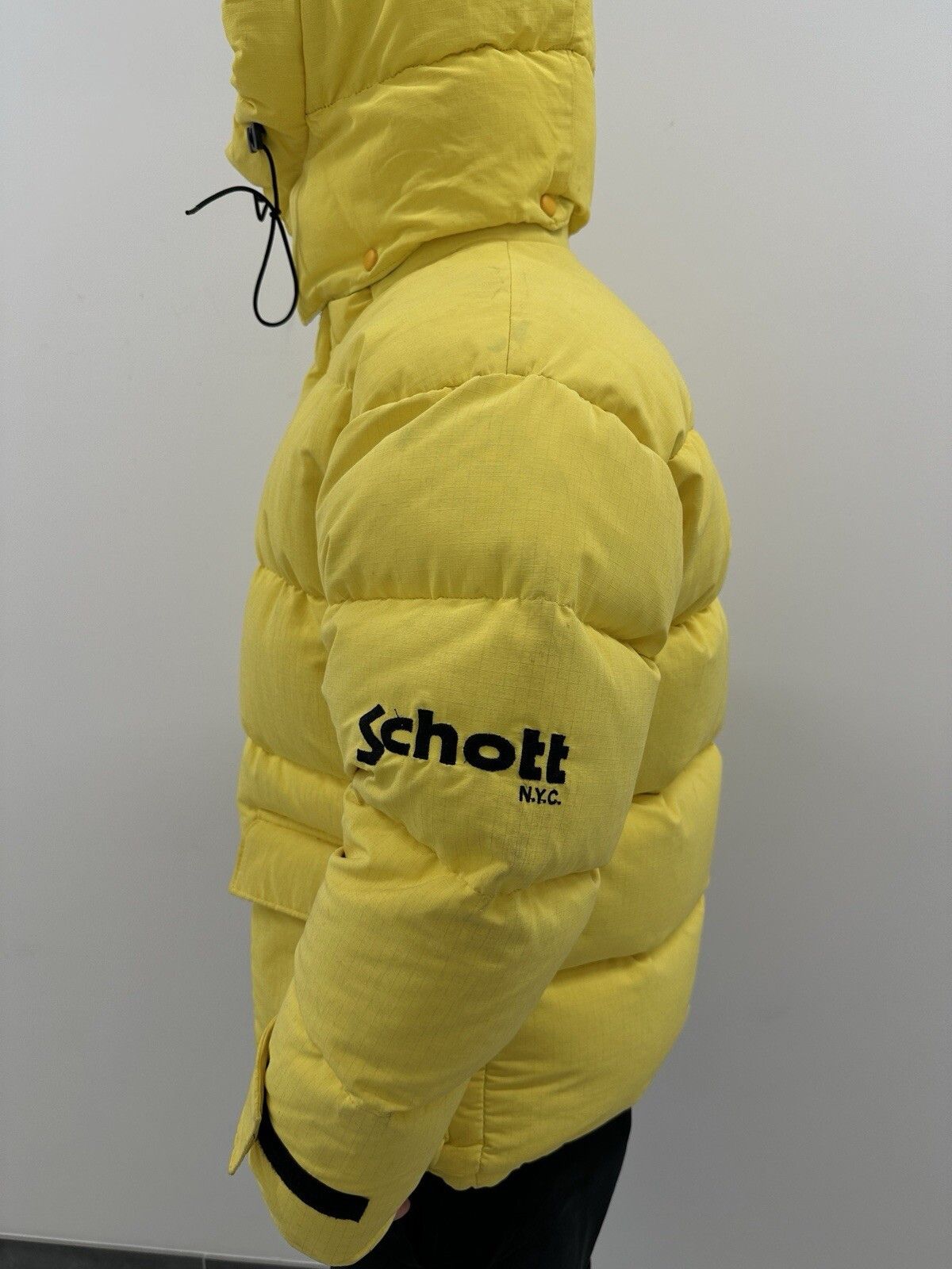 Schott Vintage 1990s 90s Yellow Puffer Down Jacket Schott NYC Men Size US S / EU 44-46 / 1 - 6 Thumbnail