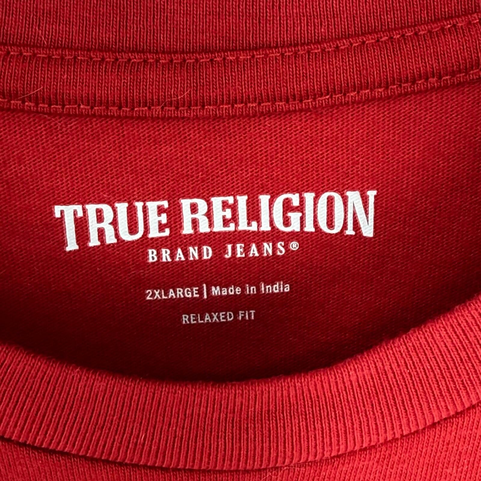 True Religion True Religion T-Shirt Red Puff Logo Graphic Street Mens 2XL Size US XXL / EU 58 / 5 - 3 Thumbnail