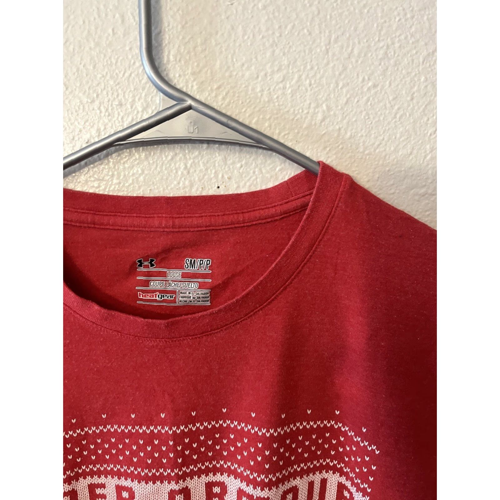 Under Armour Under Armour T-Shirt Shirt Mens Small Red Logo Short Sleeve Crew Neck Cotton Blend Holiday Christmas Pattern Activewear Size US S / EU 44-46 / 1 - 2 Thumbnail
