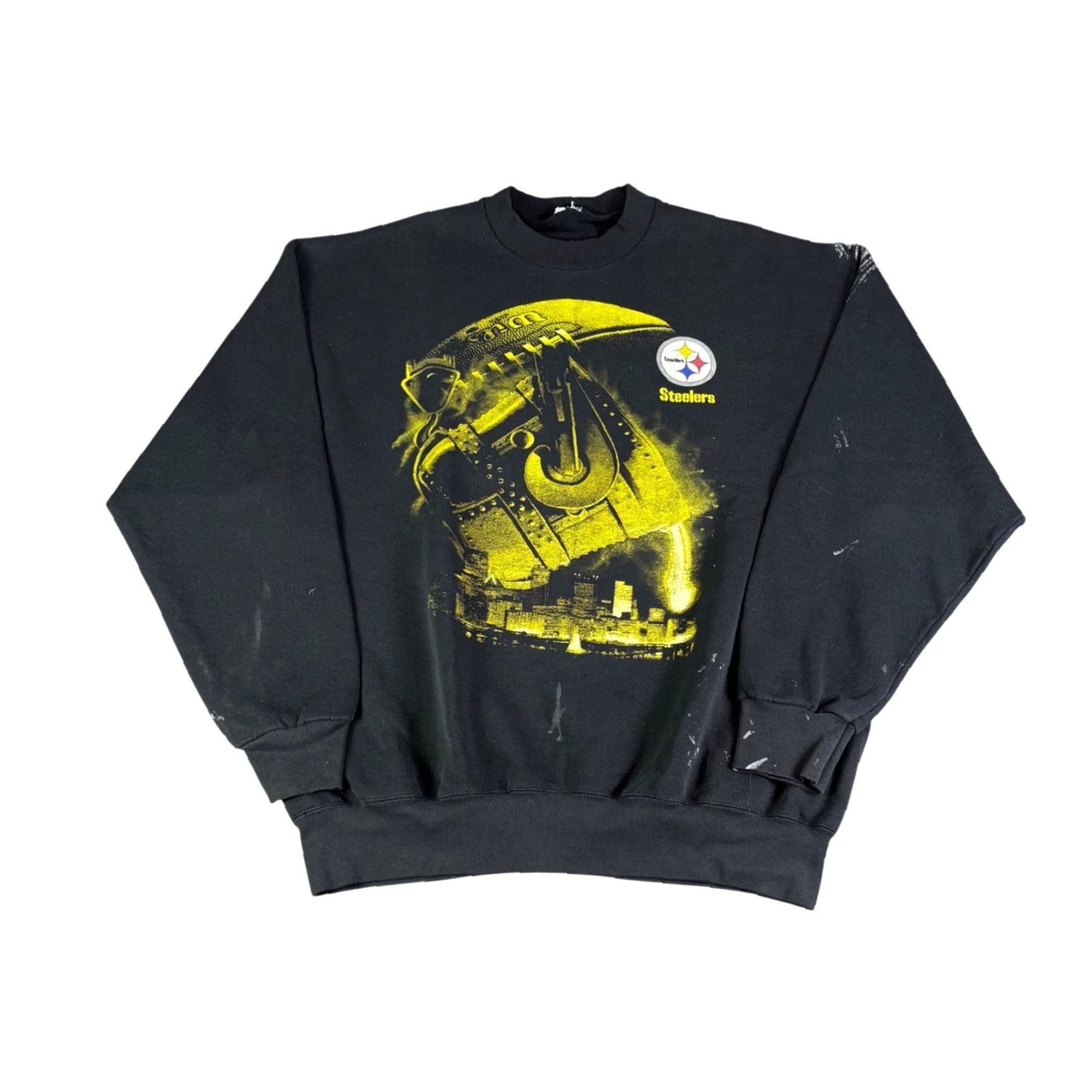 Vintage VINTAGE Steelers Football Helmet Graphic Black Crewneck XL 90s Size US XL / EU 56 / 4 - 2 Thumbnail