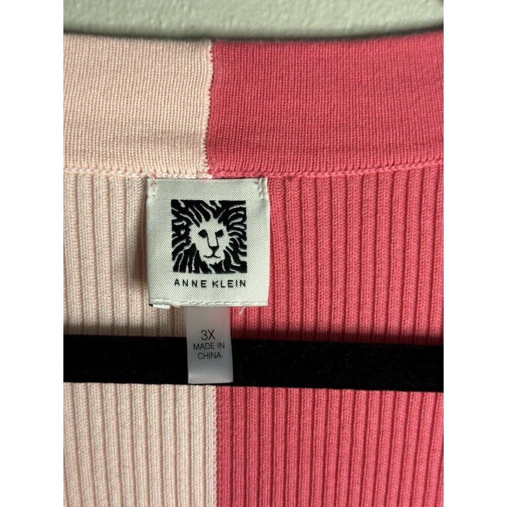 Anne Klein Anne Klein Women's Plus 3X Colorblock Pink Ribbed Cardigan Size 3XL / US 20-22 - 4 Thumbnail