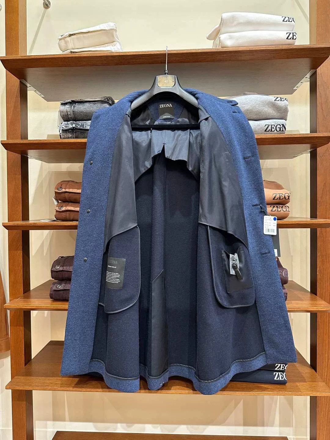 Ermenegildo Zegna Zegna Men’s Blue Wool Coat Size US L / EU 52-54 / 3 - 4 Thumbnail