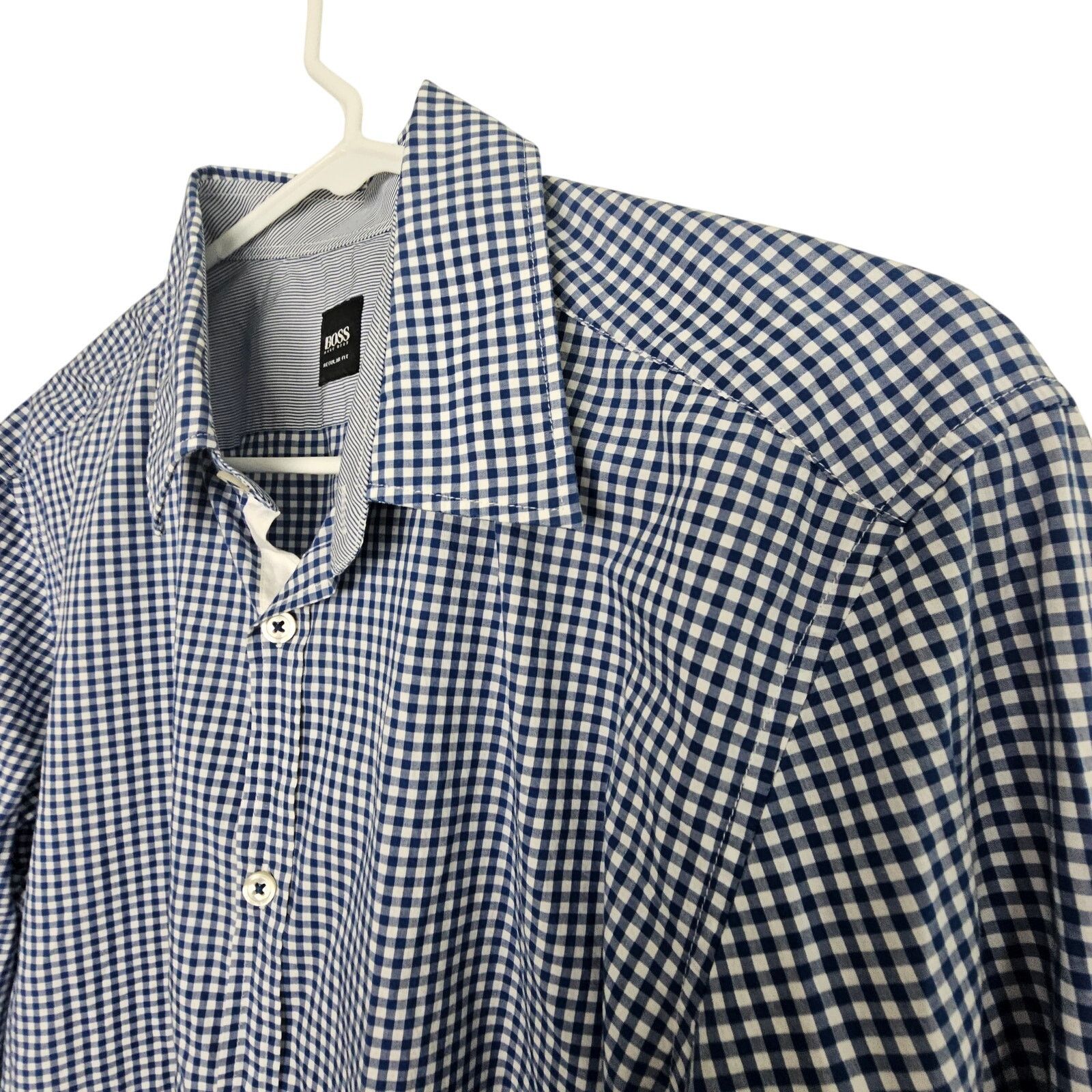 Hugo Boss Boss Hugo Boss Checker Gingham Dress Shirt Sz L Regular Fit Size US L / EU 52-54 / 3 - 5 Thumbnail