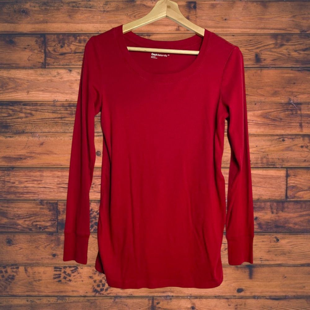 Gap Gap Maternity Red Long Sleeve T-Shirt Medium Size M / US 6-8 / IT 42-44 - 1 Thumbnail